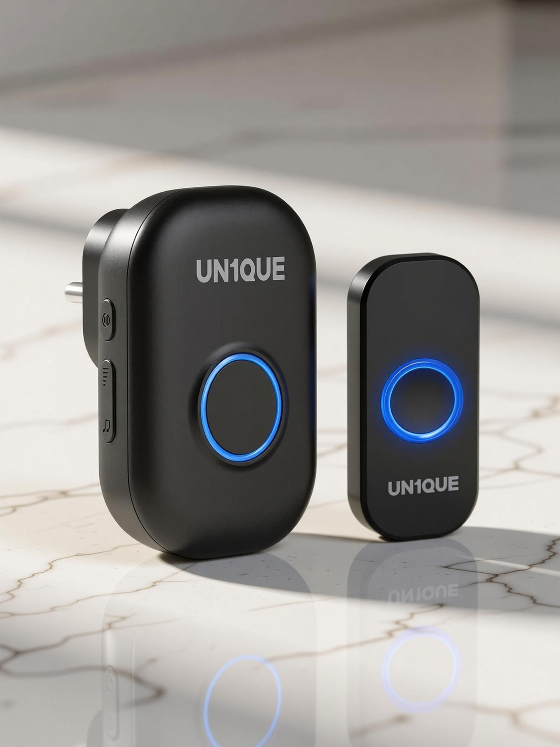 Image of UN1QUE Door Chime With LED Light 1000FT Wireless Range, 4 Level Volume Wireless Door Chime