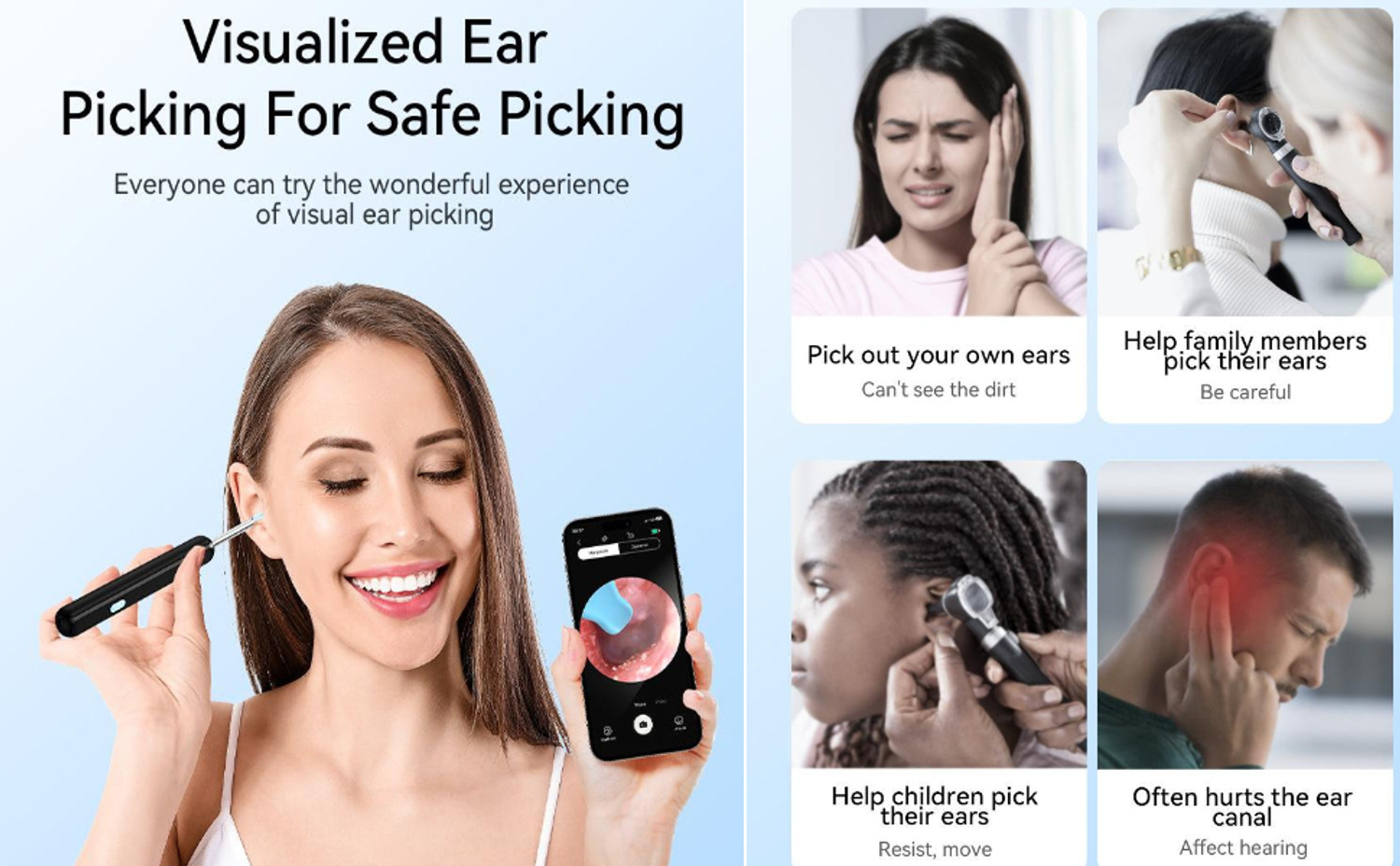 Image of Accutrust Smart Visual Ear Cleaner with HD Camera, 360 View, Reusable Silicone Tips Electric Ear Cleaner