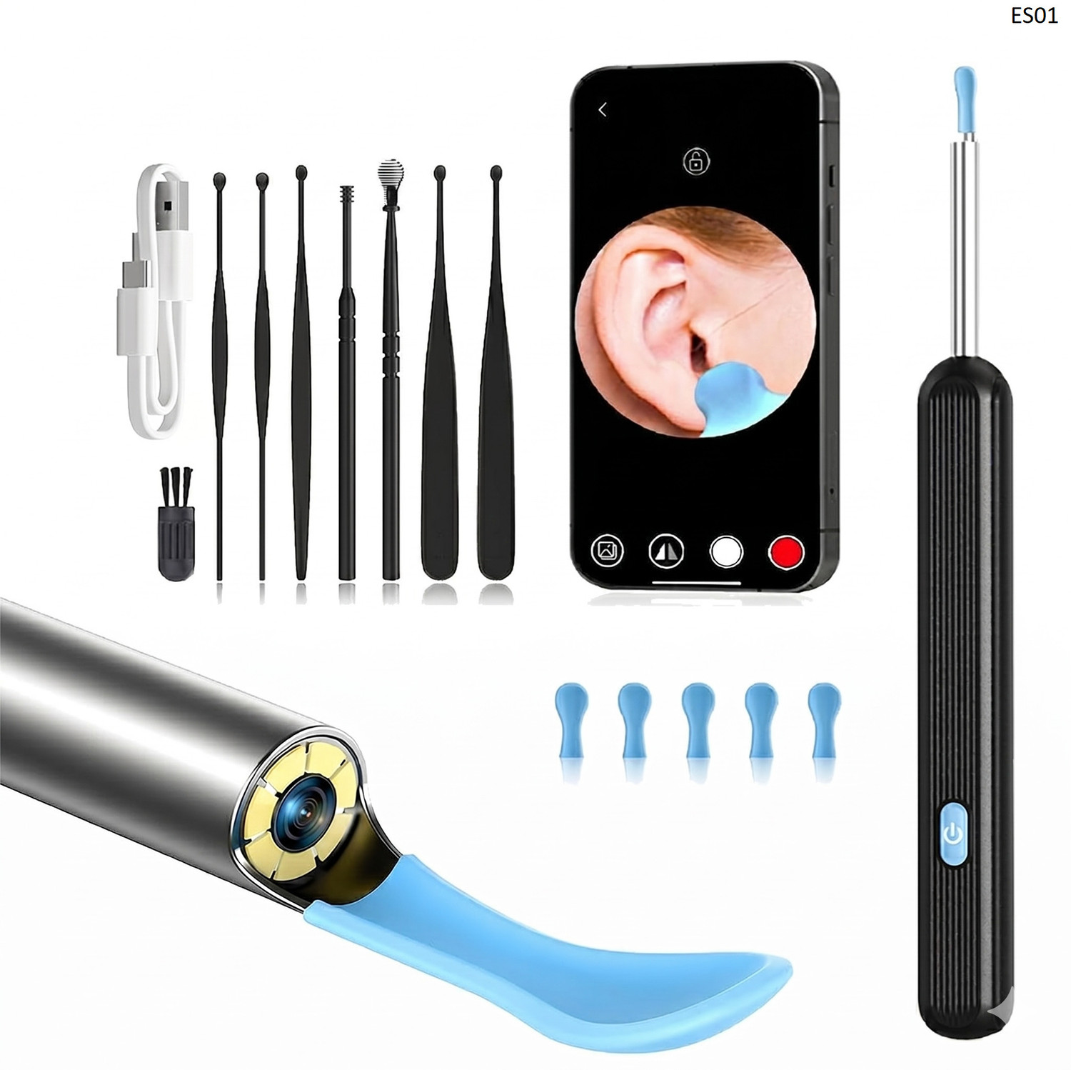 Image of Accutrust Smart Visual Ear Cleaner with HD Camera, 360 View, Reusable Silicone Tips Electric Ear Cleaner