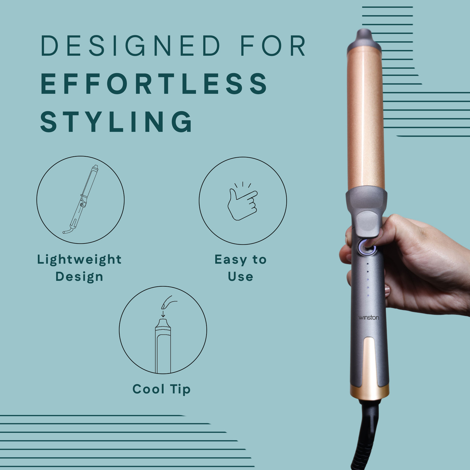 Image of Winston Hair Curler Tong for Women with Ceramic Coating Plate Electric Hair Curler
