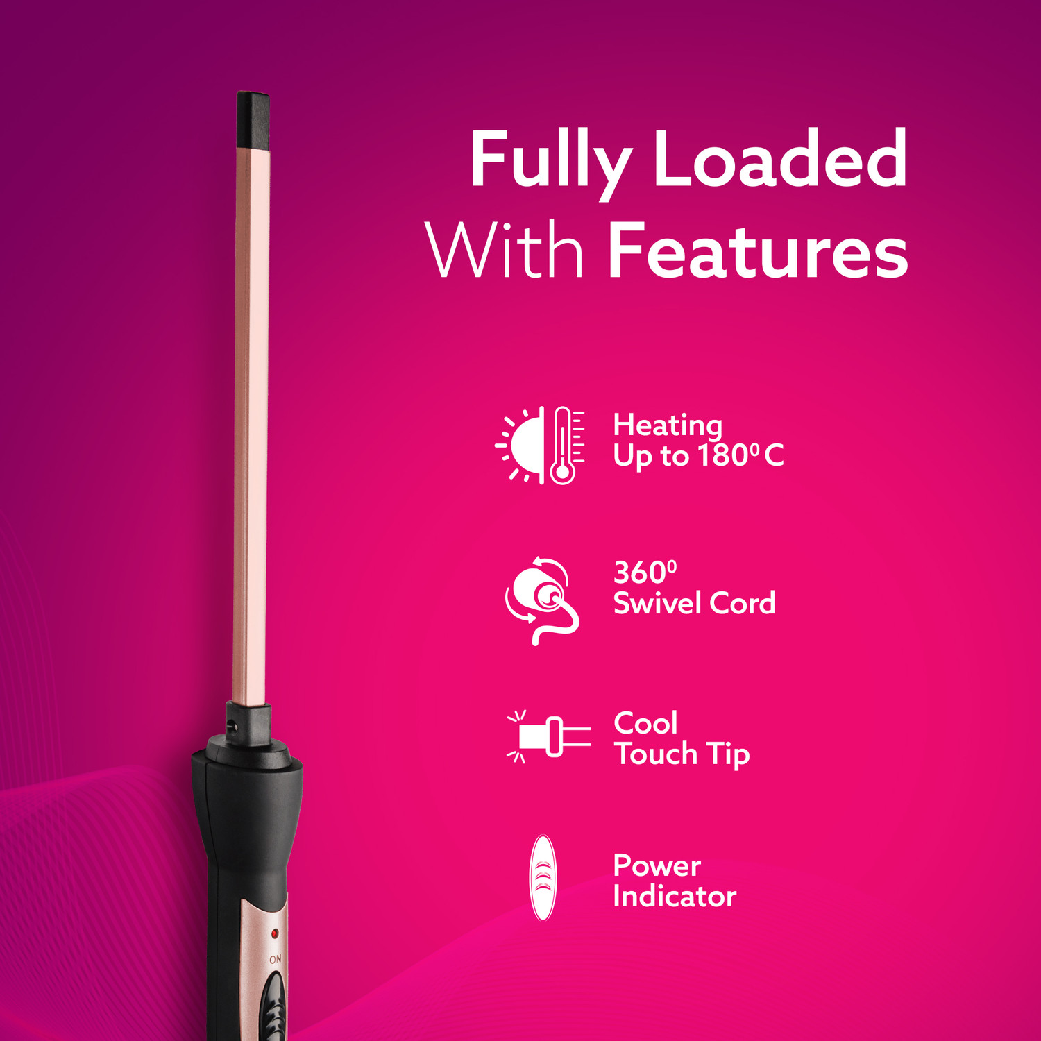 Image of AGARO Hair Curler With 7 MM Barrel, Rod, Tong, Chopstick Rectangular Electric Hair Curler