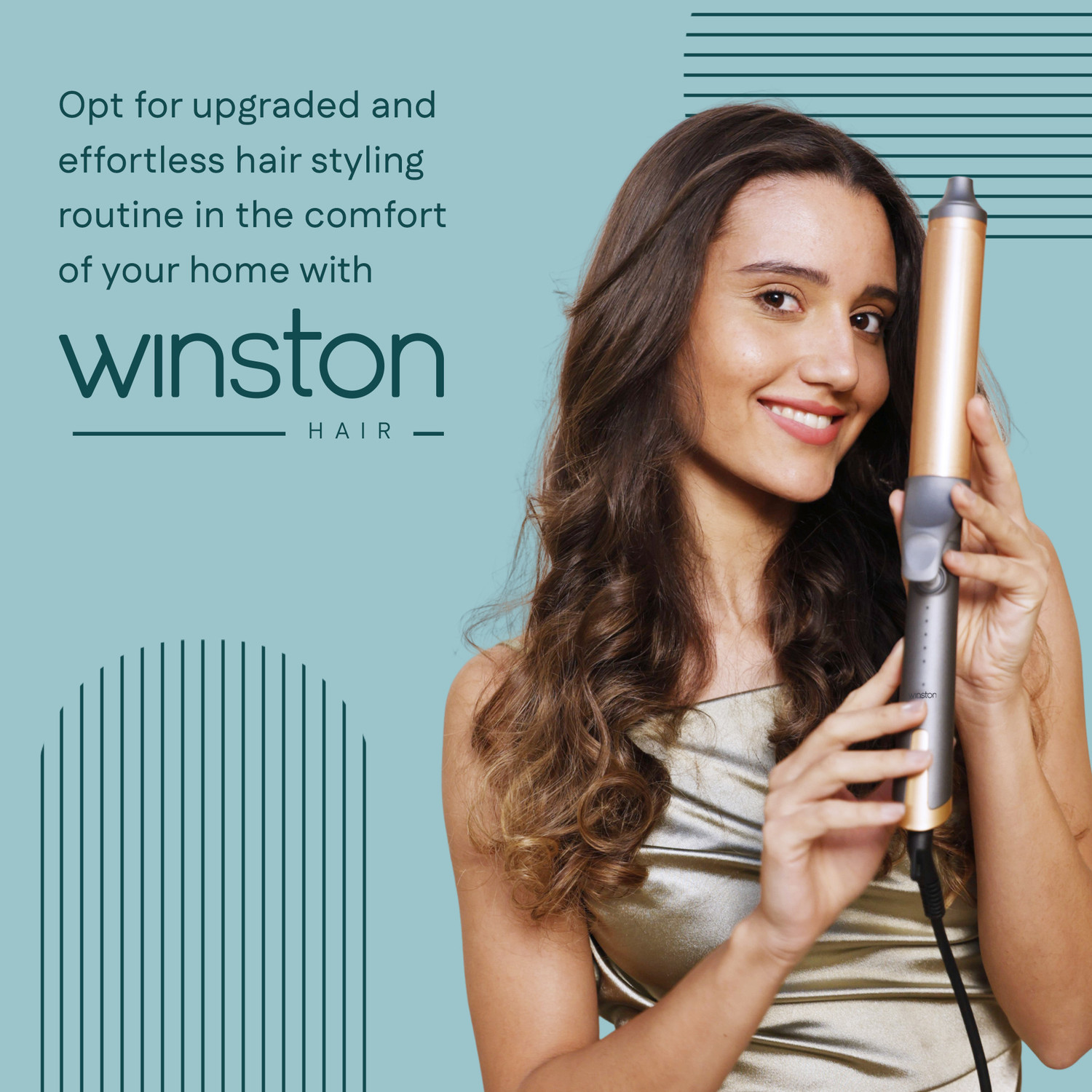 Image of Winston Hair Curler Tong for Women with Ceramic Coating Plate Electric Hair Curler