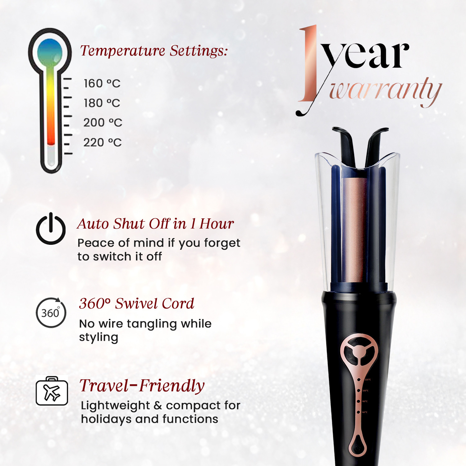 Image of MakeMeeBold Automatic Hair Curler for Women Electric Hair Curler