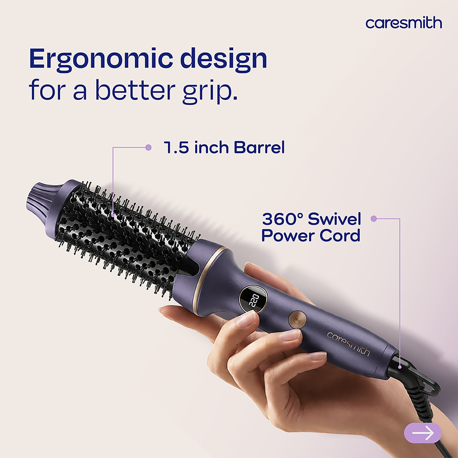 Image of caresmith Bloom Heated Round Brush | 2 in 1 Hair Straightening and Blowout Styling Tool Electric Hair Styler