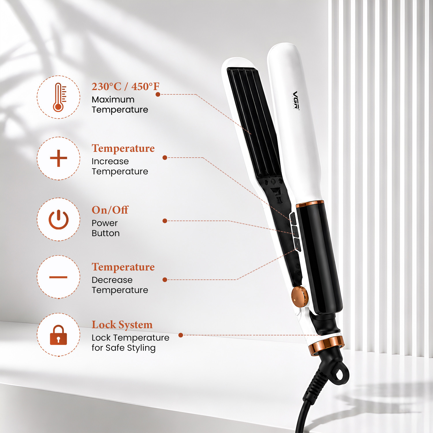 Image of VGR V-519 Professional Hair Straightener with Slim Ceramic Plate, Adjustable Heat V-519 Hair Styler