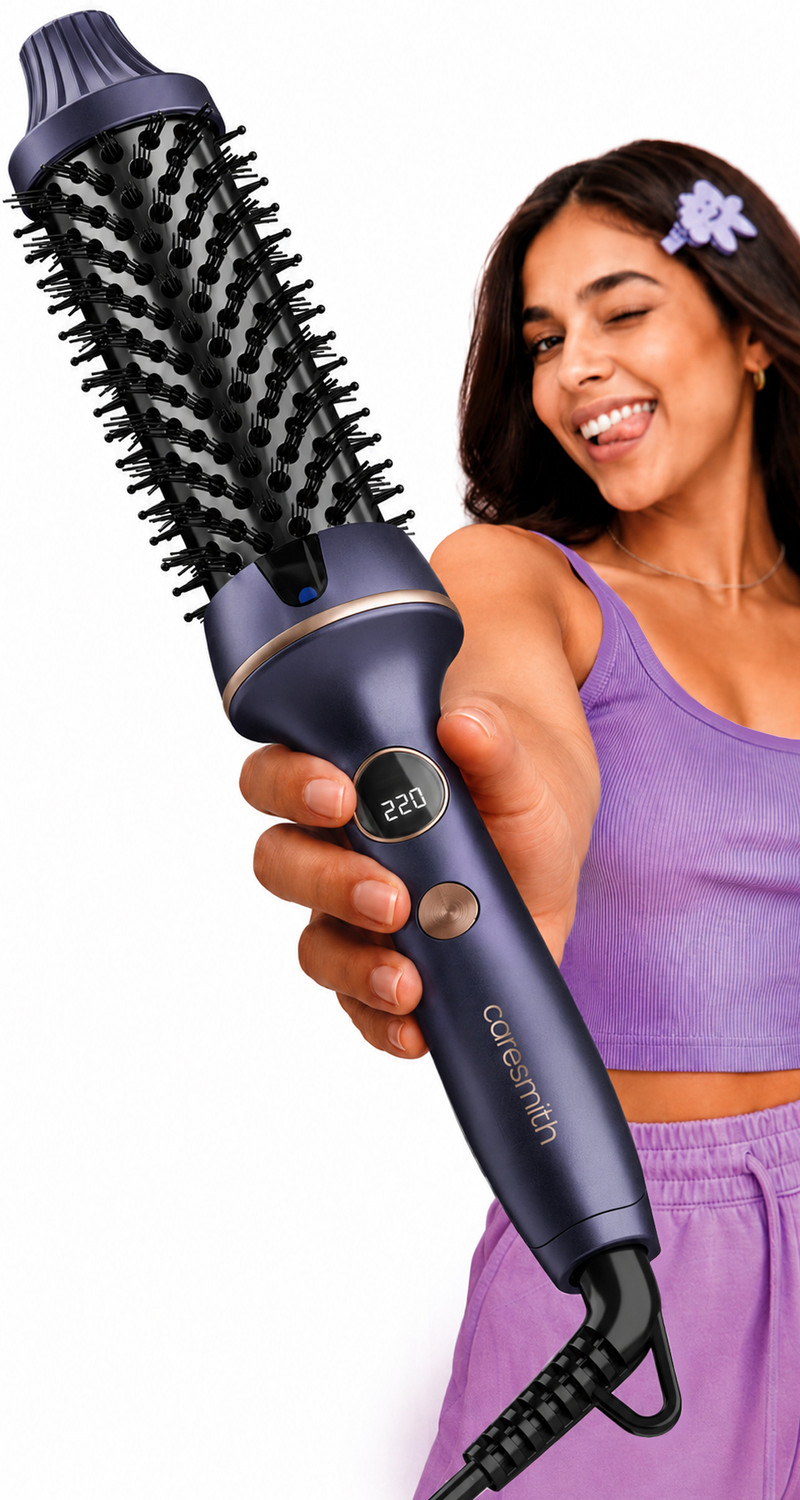 Image of caresmith Bloom Heated Round Brush | 2 in 1 Hair Straightening and Blowout Styling Tool Electric Hair Styler