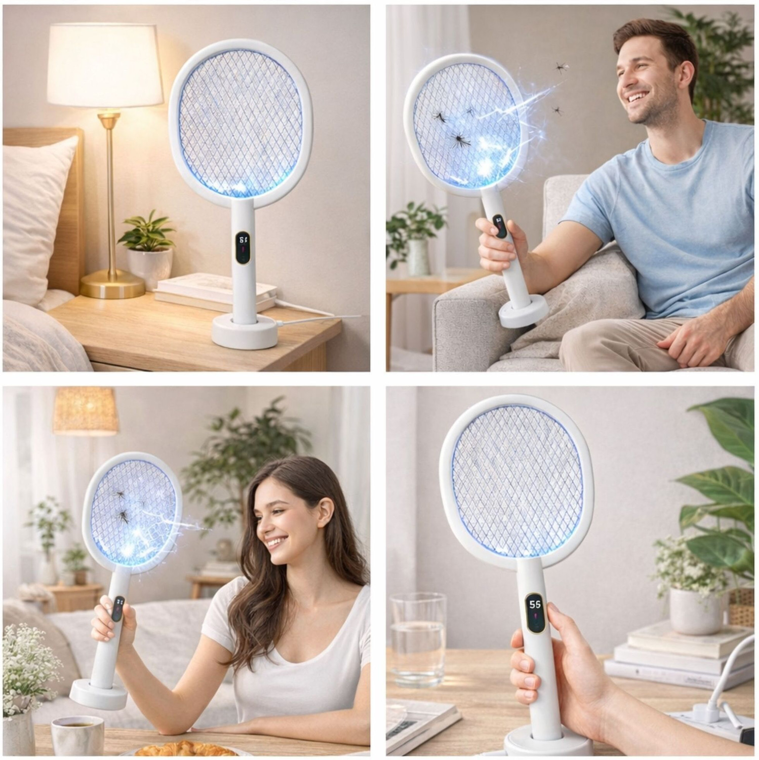 Image of MOSGO Mosquito Killer Racket with Digital Battery Display, 3000V Type-C Charging Electric Insect Killer Indoor, Outdoor