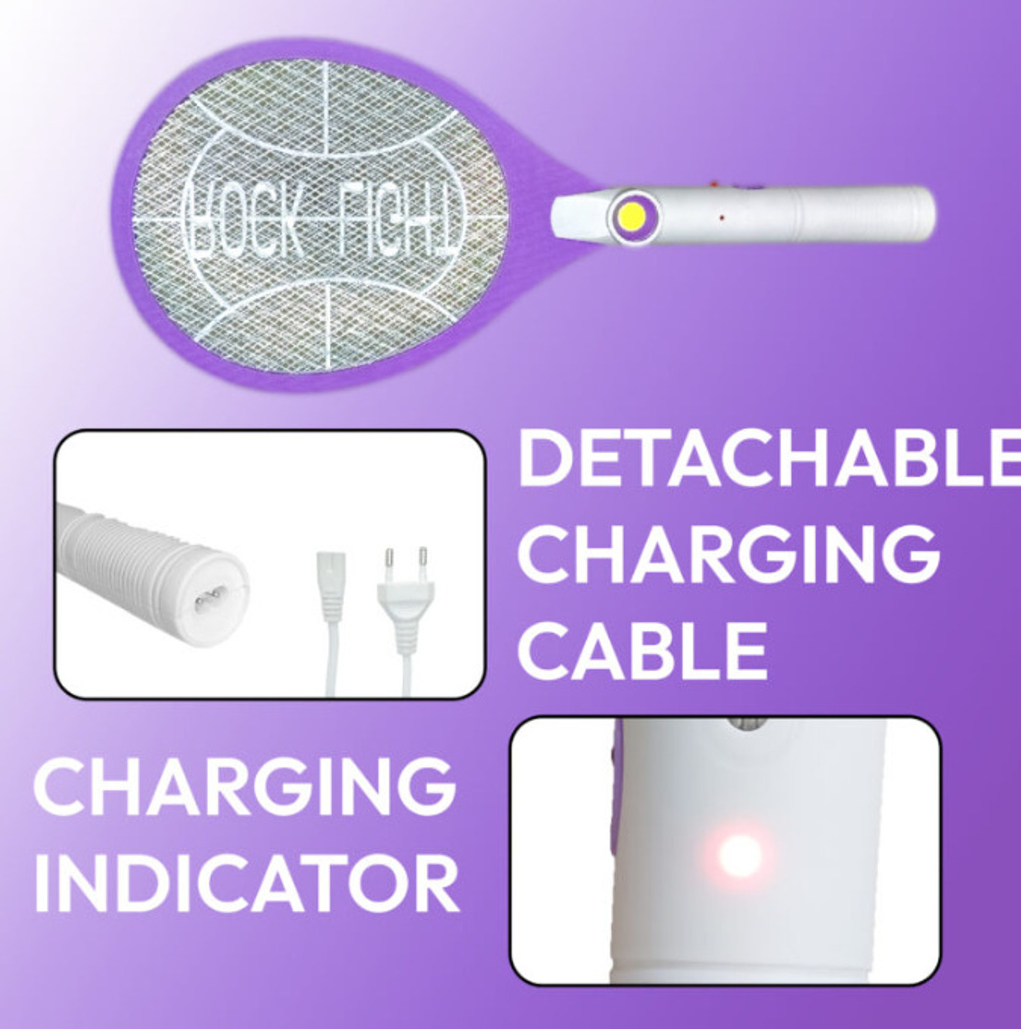 Image of StonSell Electric Mosquito Racket Killer with Rechargeable Battery |3-Layer Safety Electric Insect Killer Outdoor, Indoor (Bat)