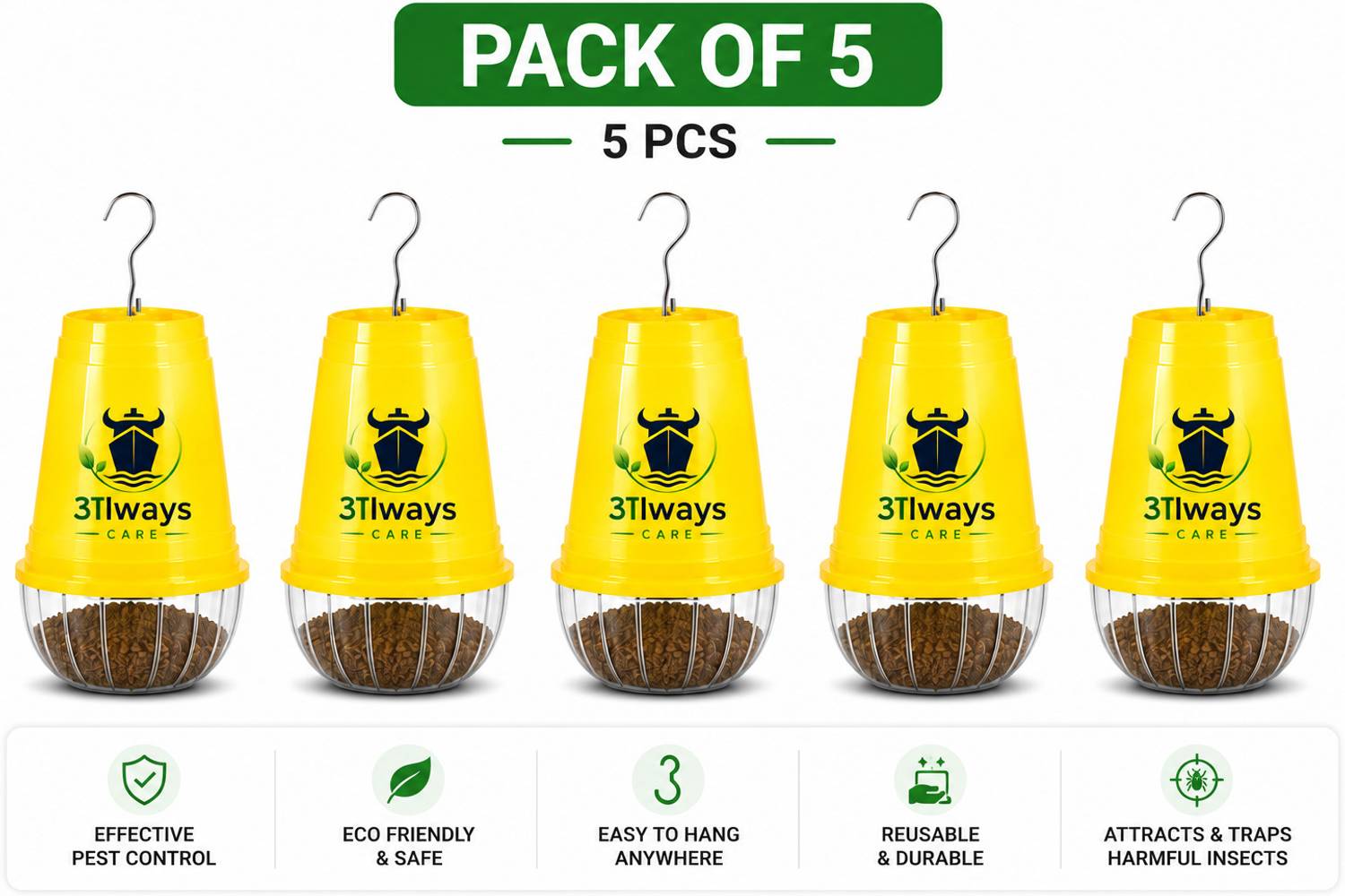 AlwayscareFly Fruit Fly Killer Trap 5 Trap + 5 Lures Electric Insect Killer Indoor, Outdoor
