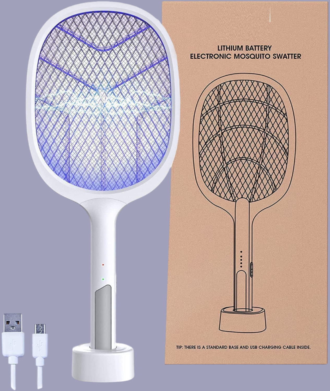 Image of Kwisy Mosquito Racket with UV Light Lamp Five Nights Mosquito Killer Electric Insect Killer Indoor (Bat)