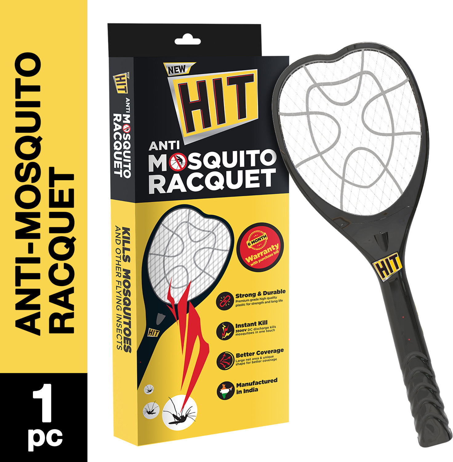 Image of Hit Rechargeable Anti - Mosquito Racquet Electric Insect Killer Indoor, Outdoor