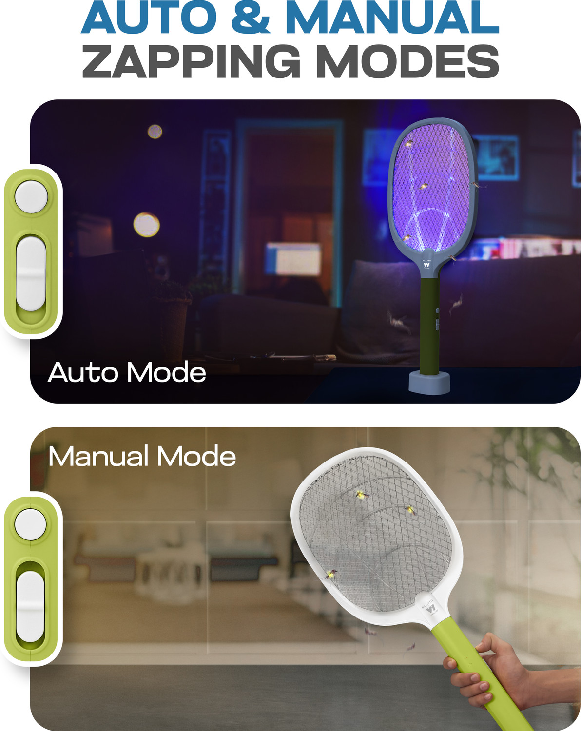 Image of Killato 2 in 1 Mosquito Bat with UV Light, 1800 mAh Lithium Battery, Auto + Manual Kill Electric Insect Killer Indoor, Outdoor