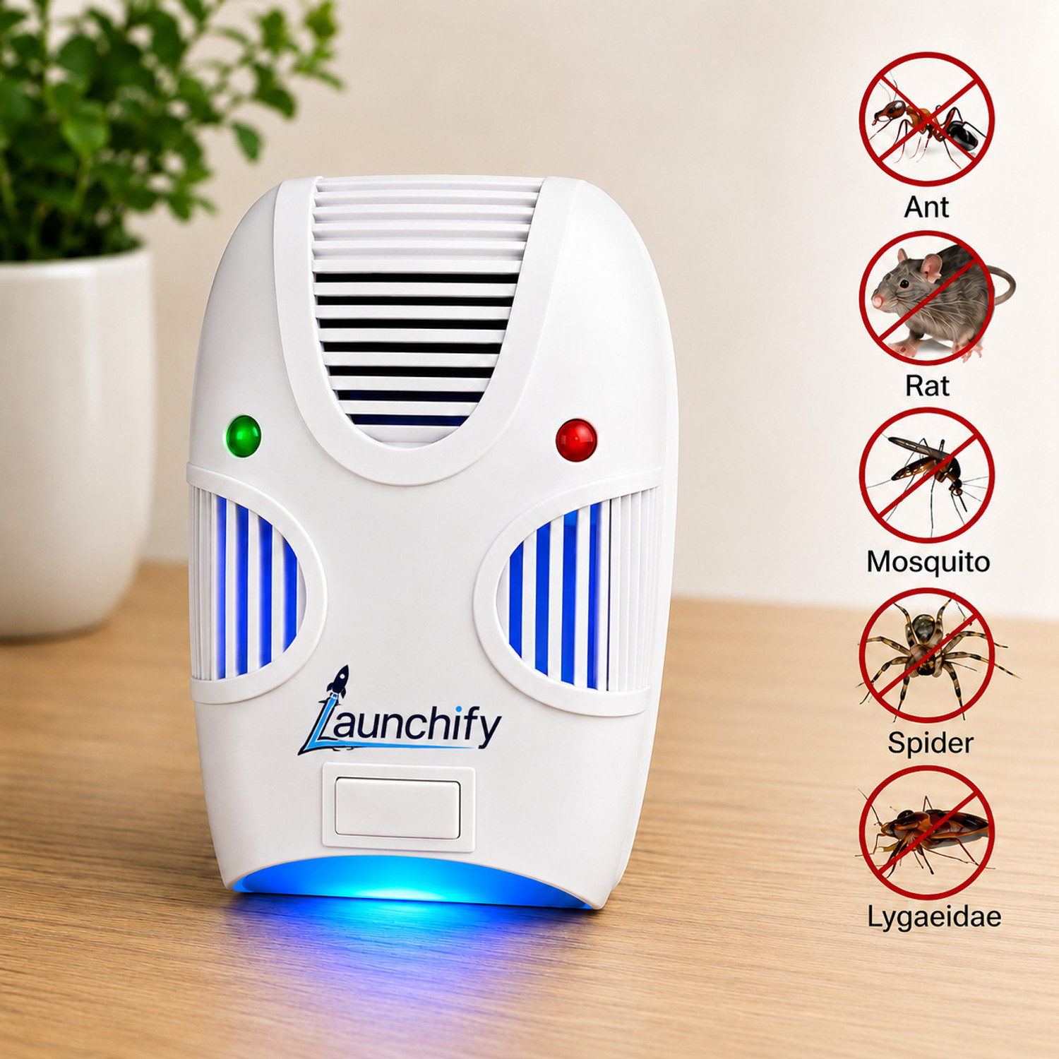 Image of launchify Ultrasonic Pest Repeller Plug-in for Rats, Cockroaches, Mosquitoes & Insects Electric Insect Killer Indoor, Outdoor