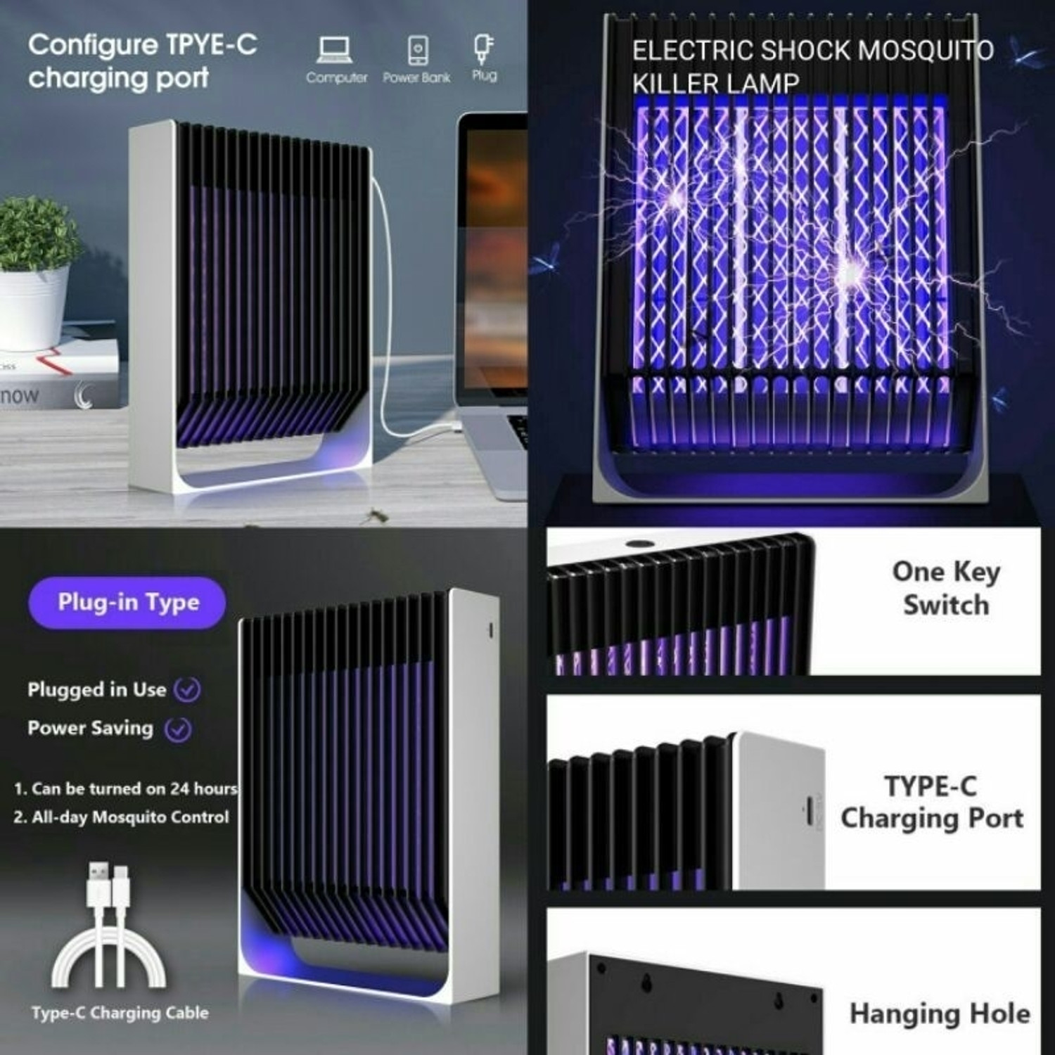 Image of Keekos UV Light Bug Trap Mosquitoes Suspension Attracted Mosquito Killing Lamp Electric Insect Killer Indoor, Outdoor