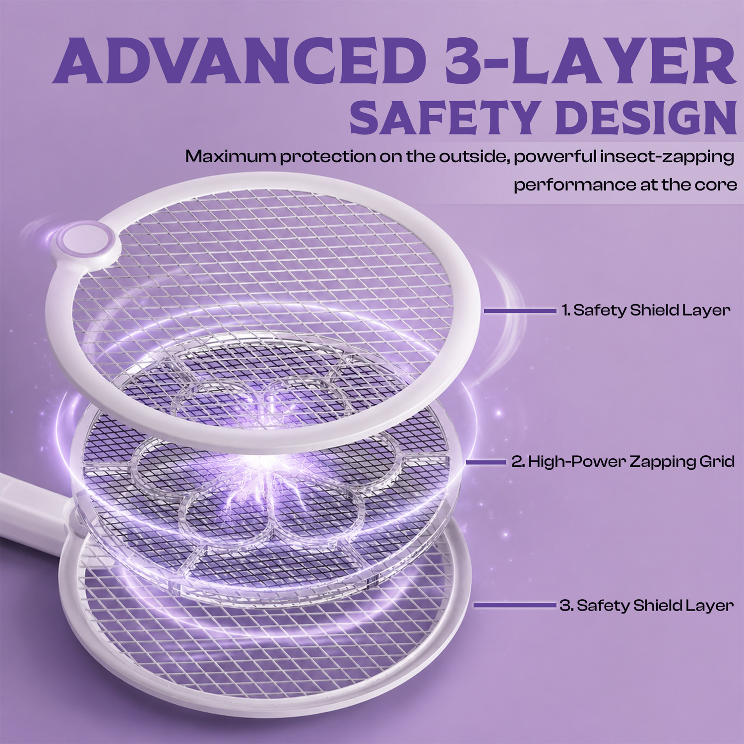 Image of Straw&Weave Mosquito Killer Racket, 3-in-1 Foldable UV Light, 1200mAh Type-C, 1-Yr Warranty Electric Insect Killer Indoor, Outdoor