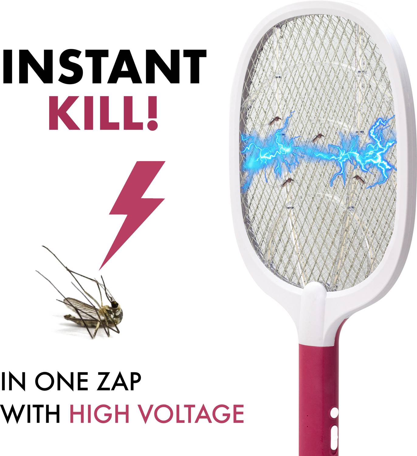 Killato Mosquito Bat Racket Electric Insect Killer, Maroon - Image 4