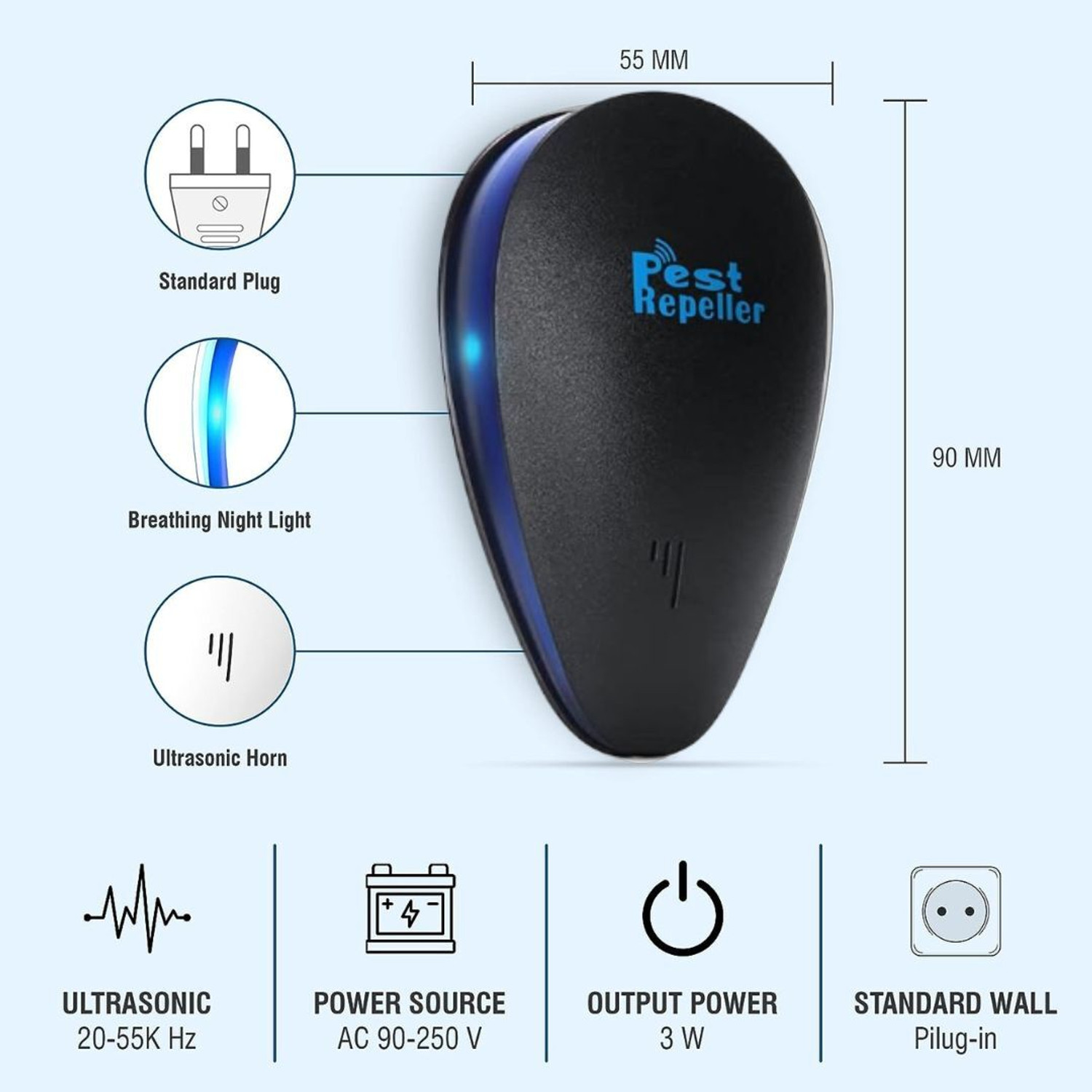 Image of Pest Repel Ultrasonic Insect Killer Machine | Safe Pest Control | Mosquito Electric Insect Killer Indoor, Outdoor