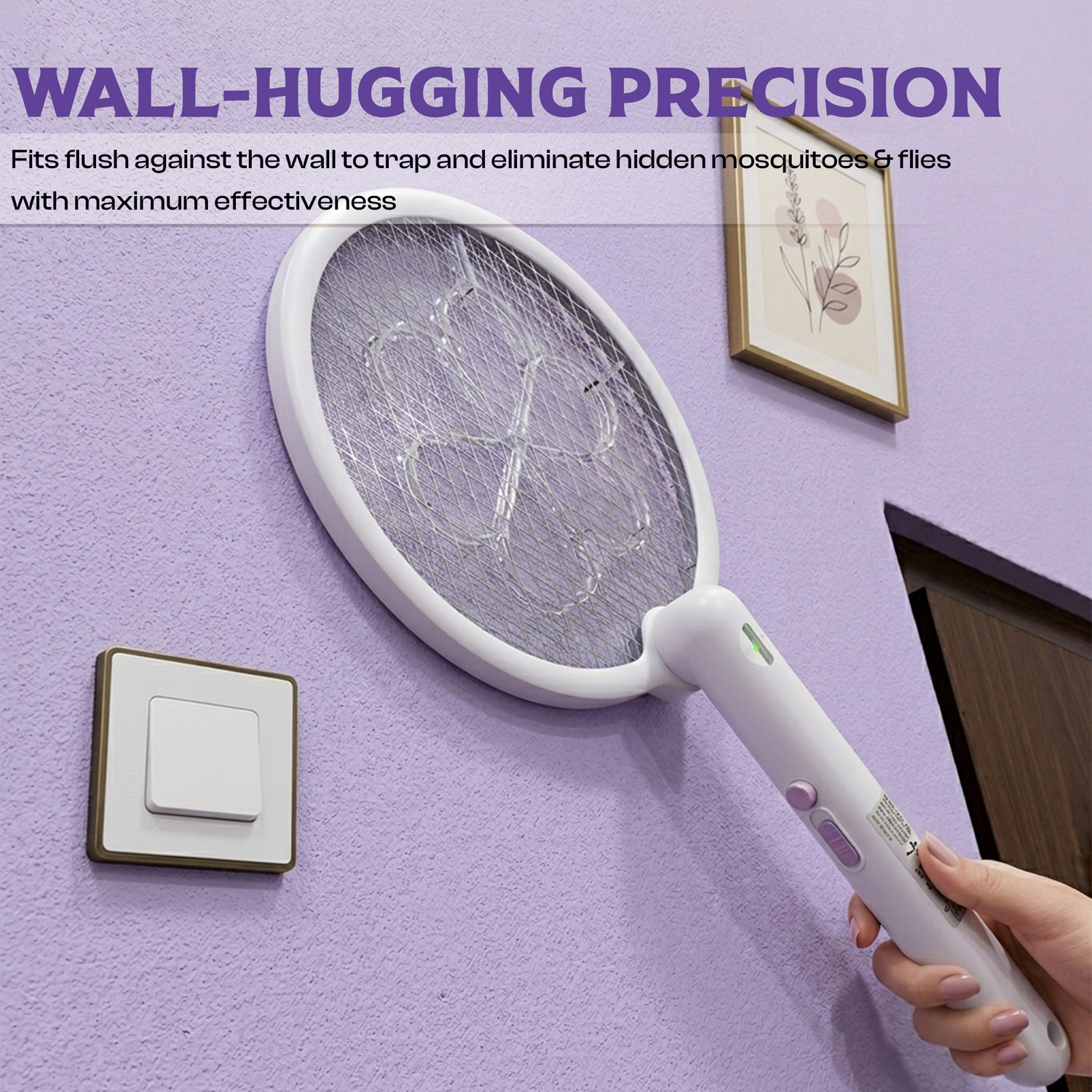 Image of Straw&Weave Mosquito Killer Racket, 3-in-1 Foldable UV Light, 1200mAh Type-C, 1-Yr Warranty Electric Insect Killer Indoor, Outdoor