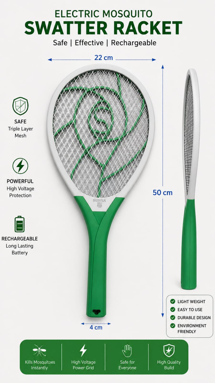 Image of surya roshi Racket Pro Electric Insect Killer Outdoor, Indoor