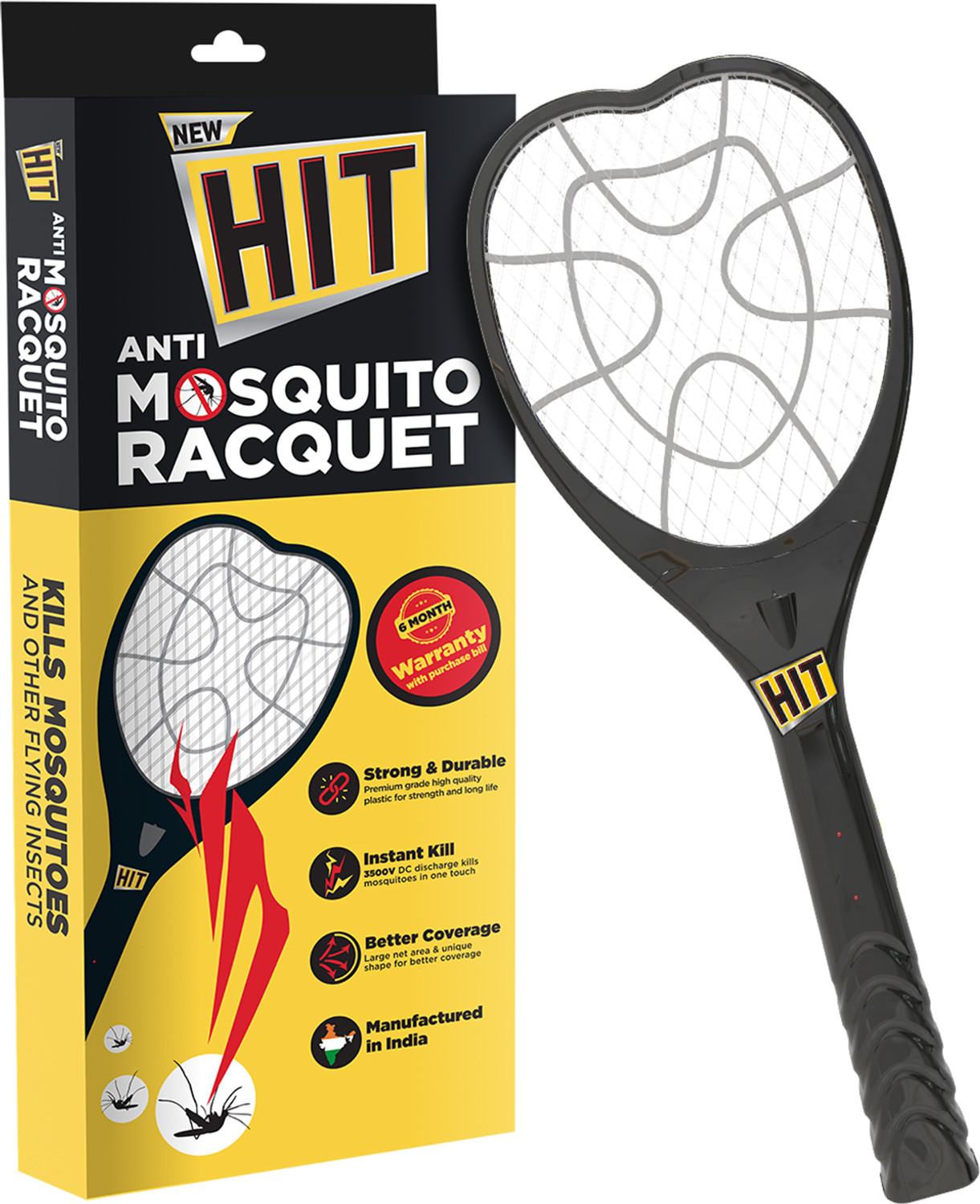 Image of Hit Rechargeable Anti - Mosquito Racquet Electric Insect Killer Indoor, Outdoor