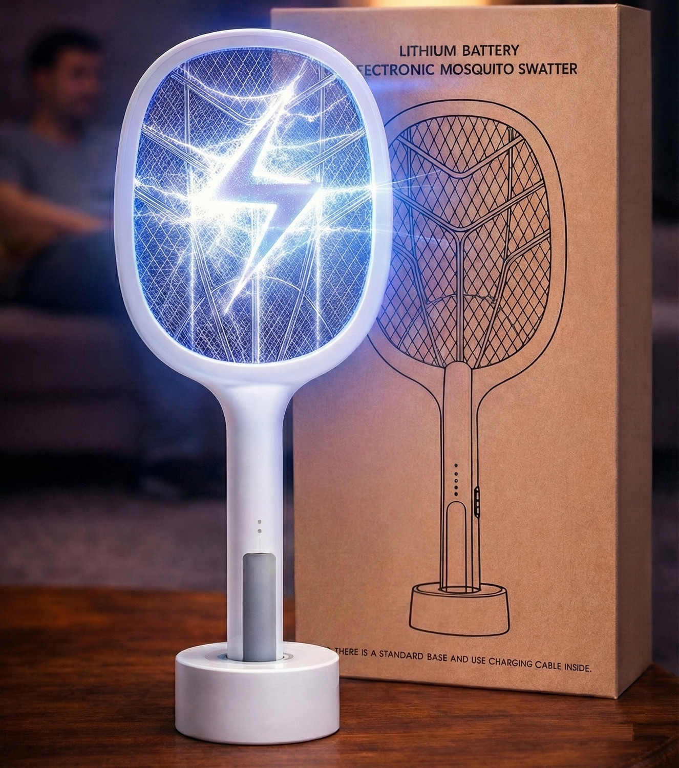 HR-RHM Ultra High Voltage Rechargeable Electric Mosquito Racket with LED Light Electric Insect Killer Indoor, Outdoor