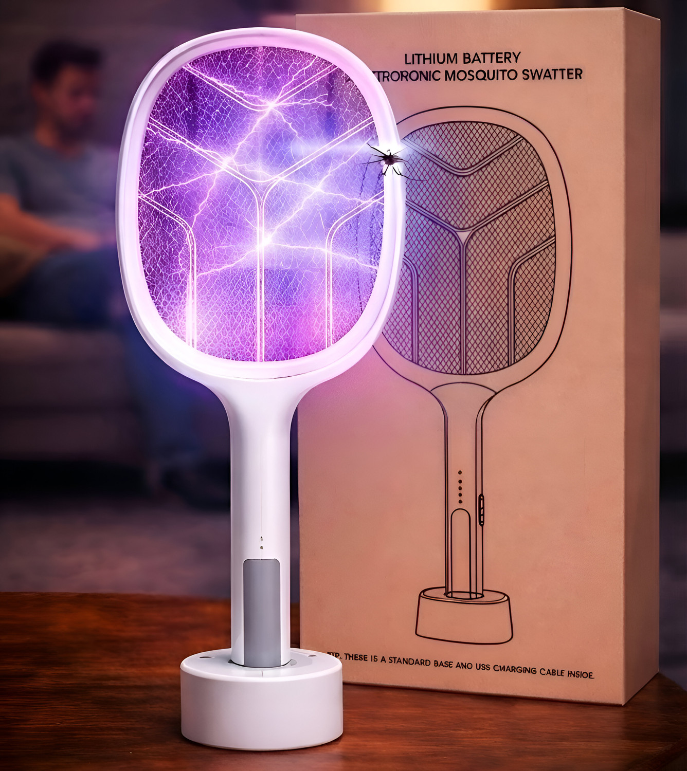 Image of AD-RML Ultra High Voltage Rechargeable Electric Mosquito Racket with LED Light Electric Insect Killer Indoor, Outdoor