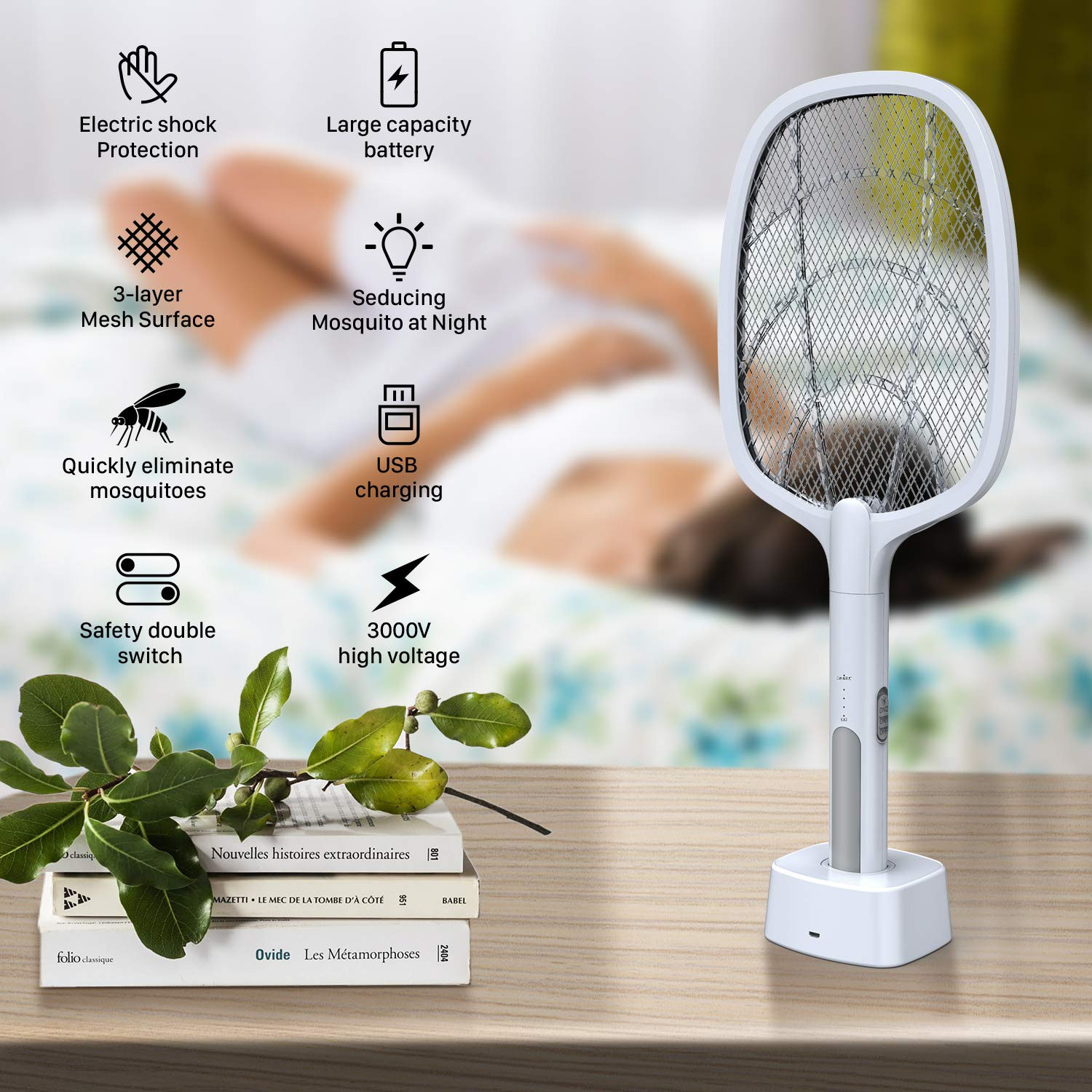 Image of Dwiti Enterprise 2 in 1 UV Light Mosquito Racket Bat , Rechargeable, Electric Insect Killer Electric Insect Killer Indoor, Outdoor