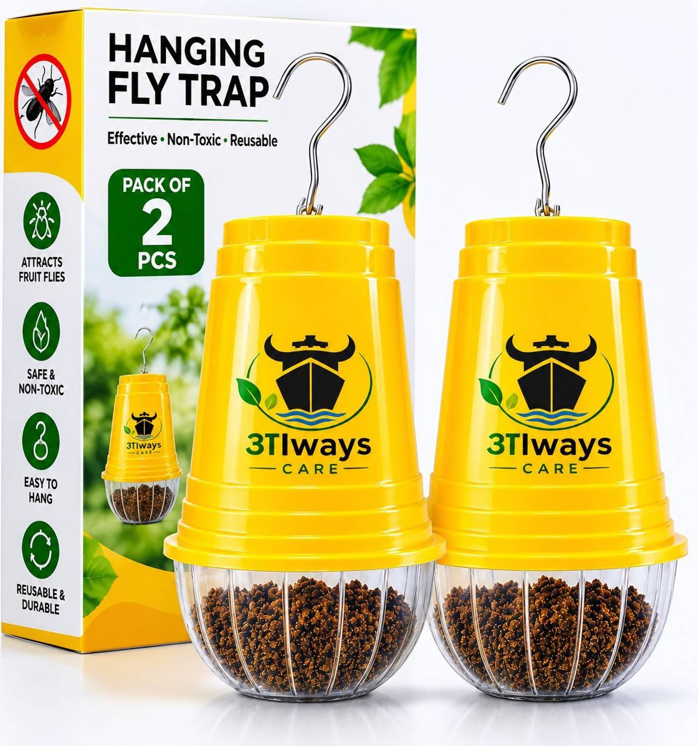 AlwayscareFly Fruit Fly Trap for Bactocera dorsalis (Pack of 2) Electric Insect Killer Outdoor, Indoor