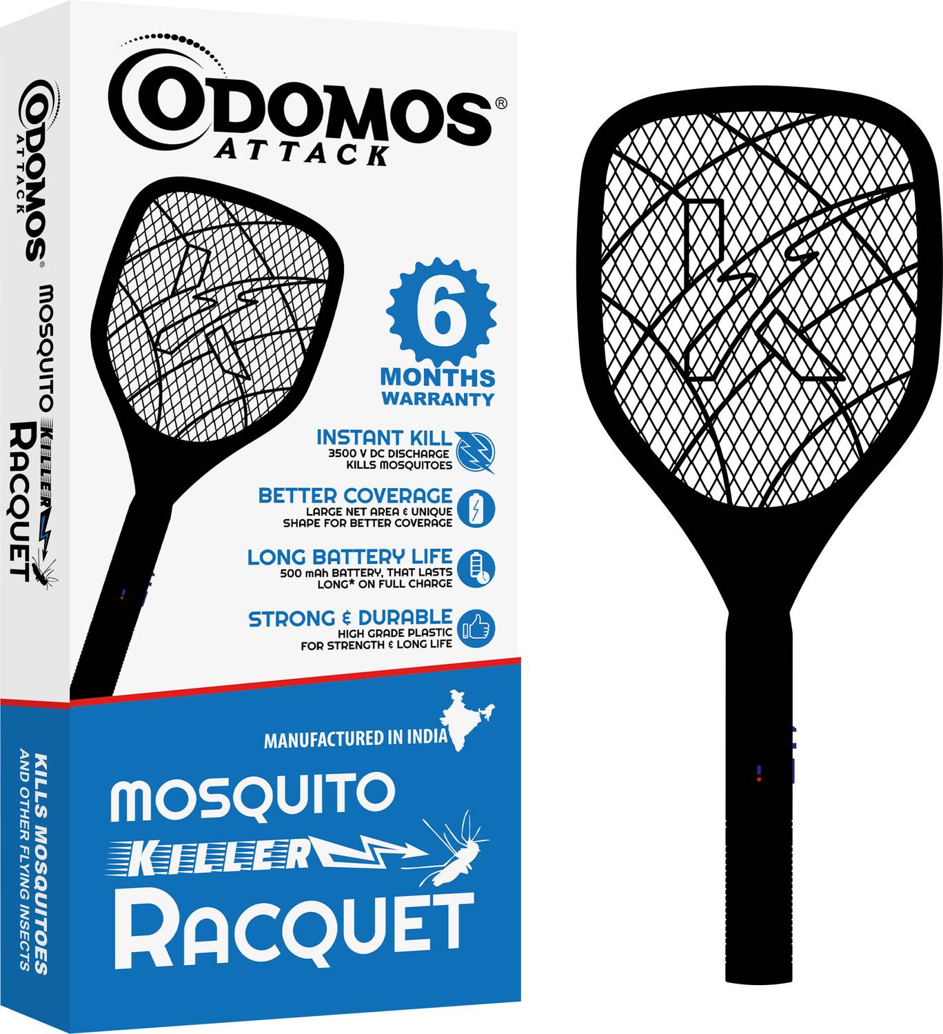Odomos Attack mosquito killer racquet Electric Insect Killer Indoor(Bat)