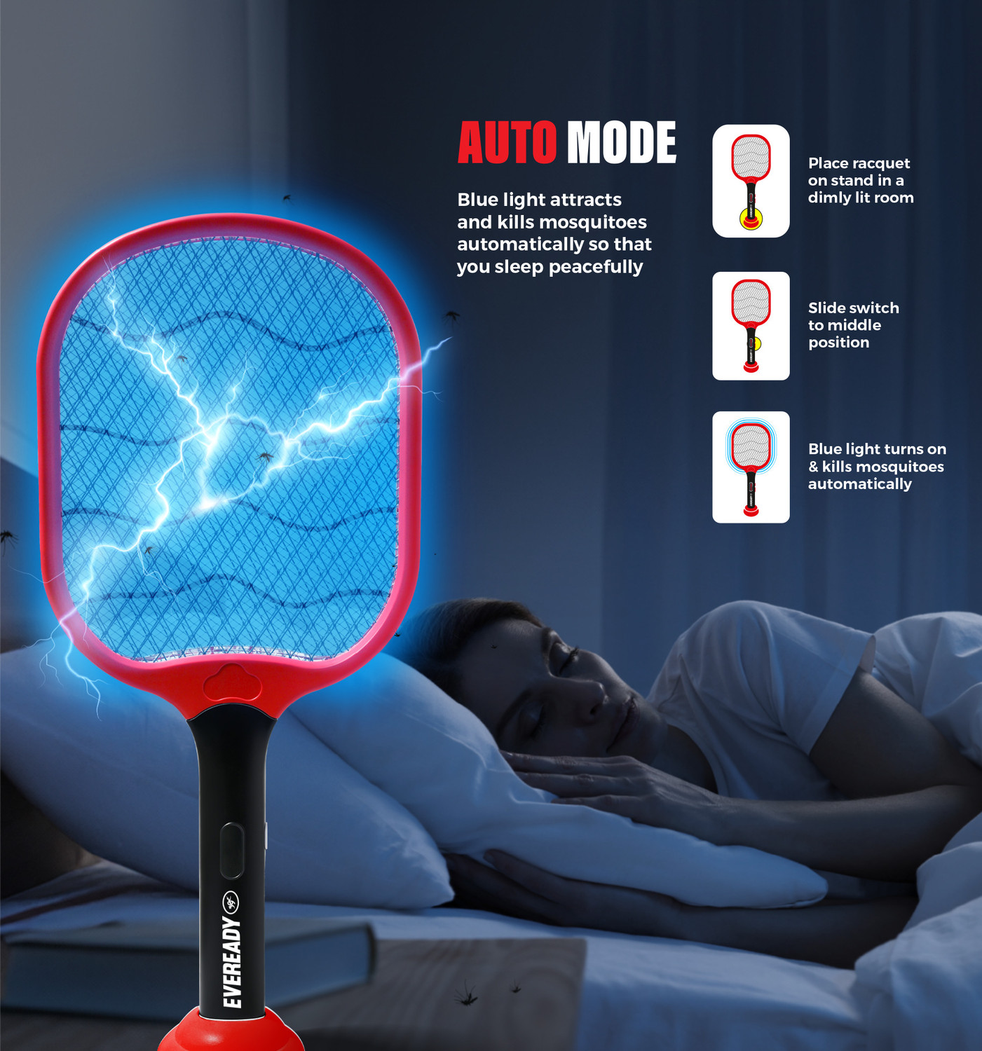 Image of Eveready Lithium Powerzap Pro - 2 in 1 Mosquito Racquet, Zapper Electric Insect Killer Indoor