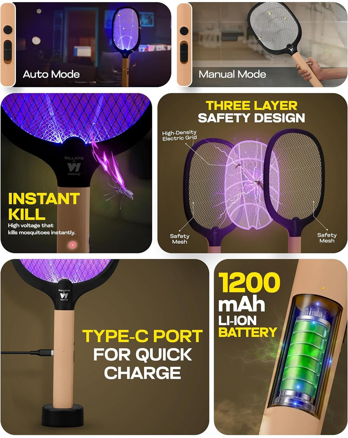 Image of Weird Wolf WEIRD WOLF 2 in 1 UV Light Rechargeable Mosquito Killer Bat Electric Insect Killer
