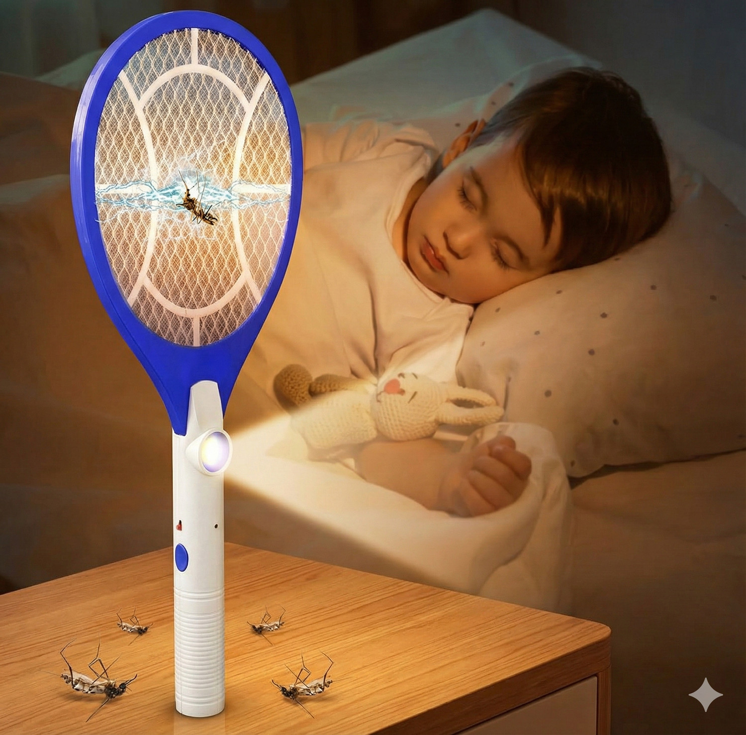 Image of StonSell Electric Mosquito Racket Killer with Rechargeable Battery |3-Layer Safety Electric Insect Killer Outdoor, Indoor (Bat)