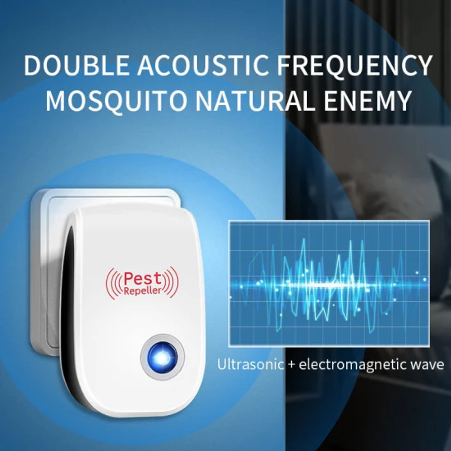Image of PEST REPELLER Ultrasonic Pest Repellent Pest Control Machine for Mosquito 07NV-BLU Electric Insect Killer Indoor, Outdoor