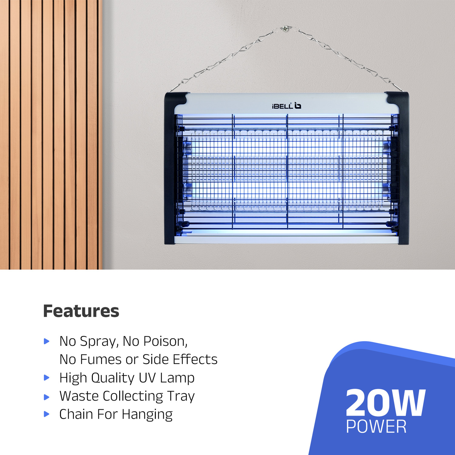 Image of iBELL M102IK Insect Killer, 20-Watt Fly Catcher, UV Lamp for Home, Office & Restaurant Electric Insect Killer Indoor