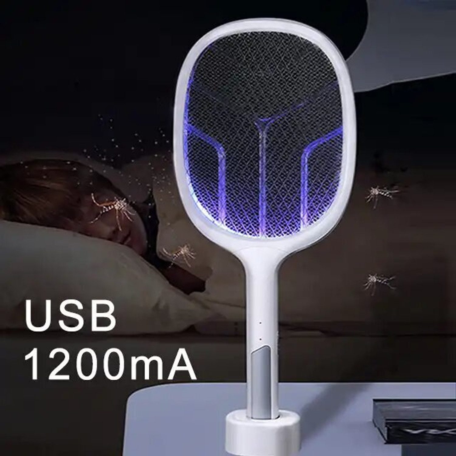 Image of Kwisy Mosquito Racket with UV Light Lamp Five Nights Mosquito Killer Electric Insect Killer Indoor (Bat)