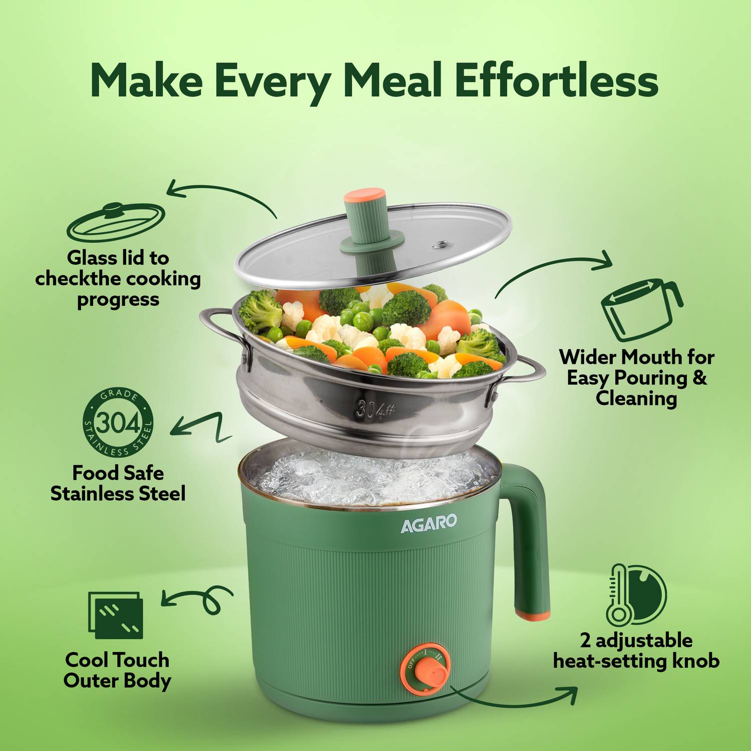 AGARO Regency Multi Cook Kettle 1.2L - Image 4
