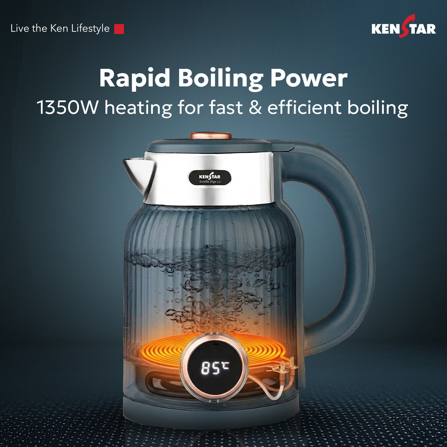 Image of Kenstar Estella Digi 1.5 L Electric Kettle