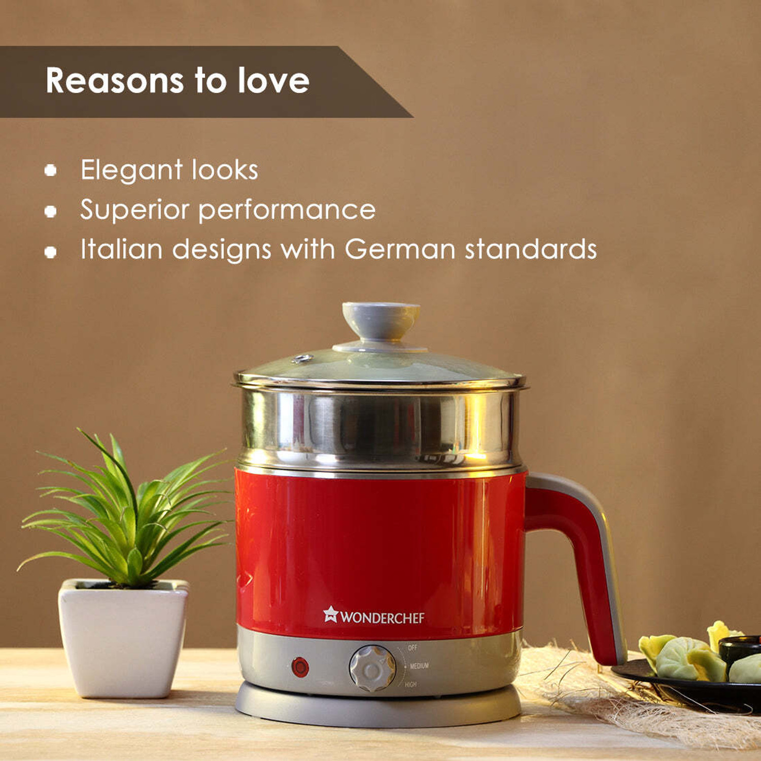 Image of WONDERCHEF LUXE Stainless Steel Multi Cooker Electric Kettle