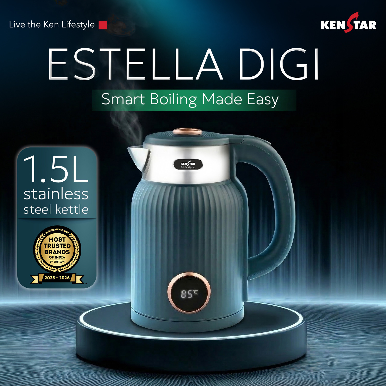 Image of Kenstar Estella Digi 1.5 L Electric Kettle