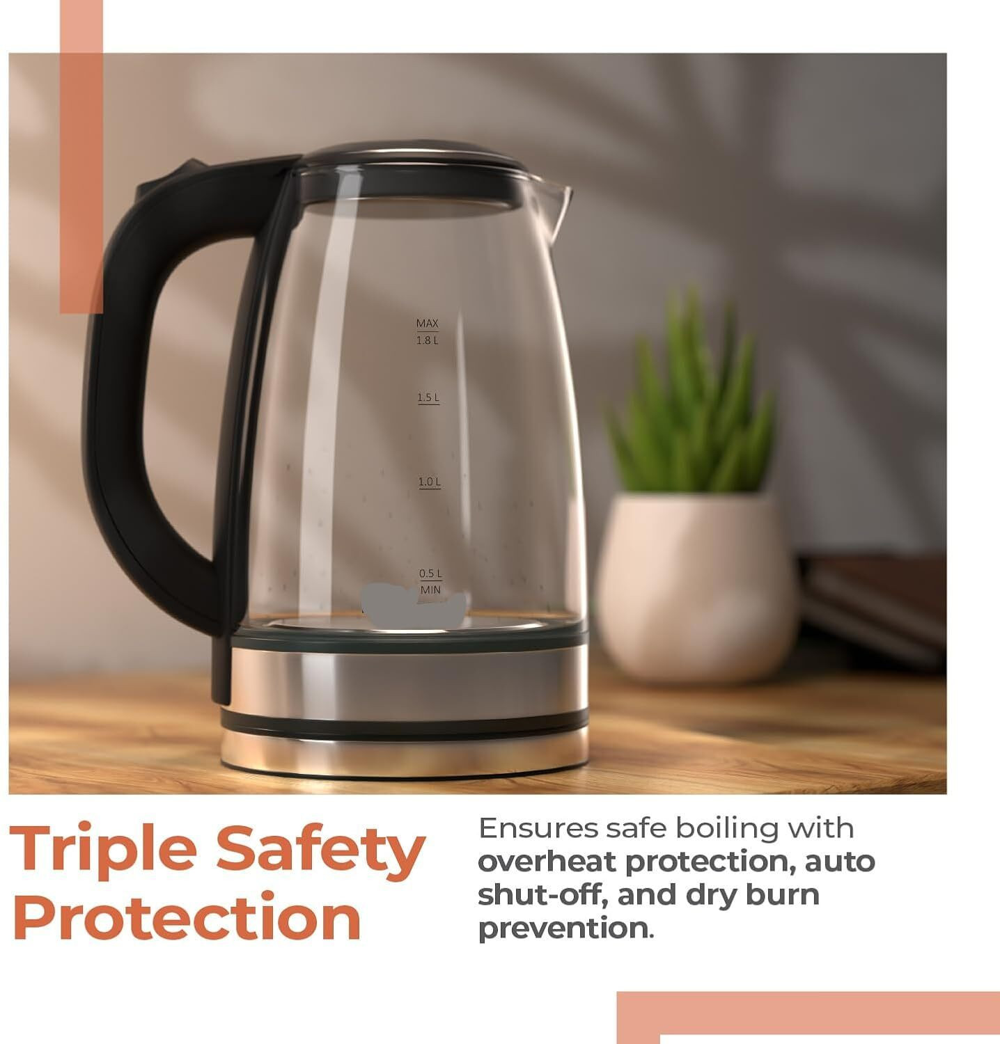 Image of DRUMSTONE LED Glass Electric Kettle with Auto Shut Off Electric Kettle