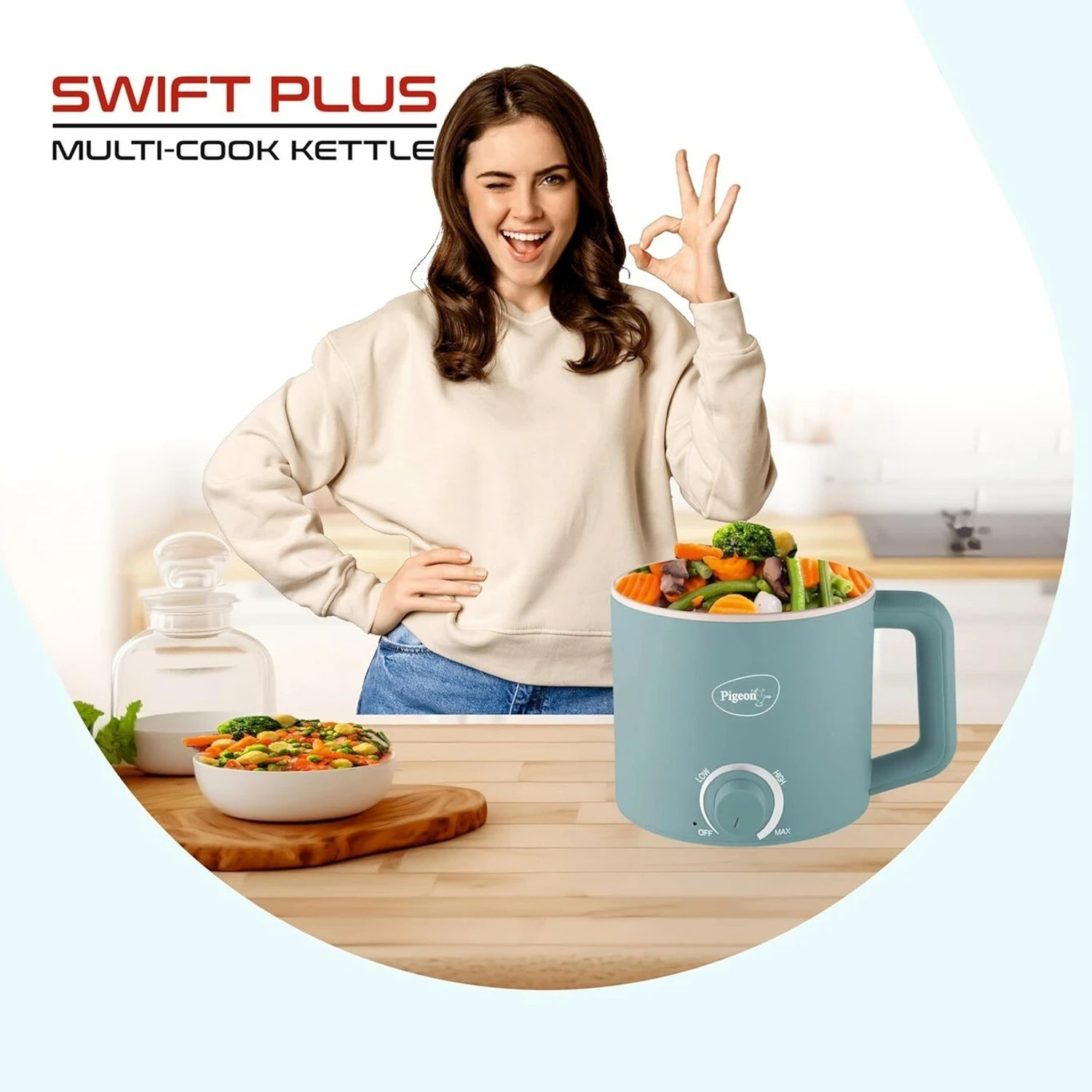 Image of Pigeon Multipurpose Electric Kettle & Multi Cooker (600W) Multi Cooker Electric Kettle