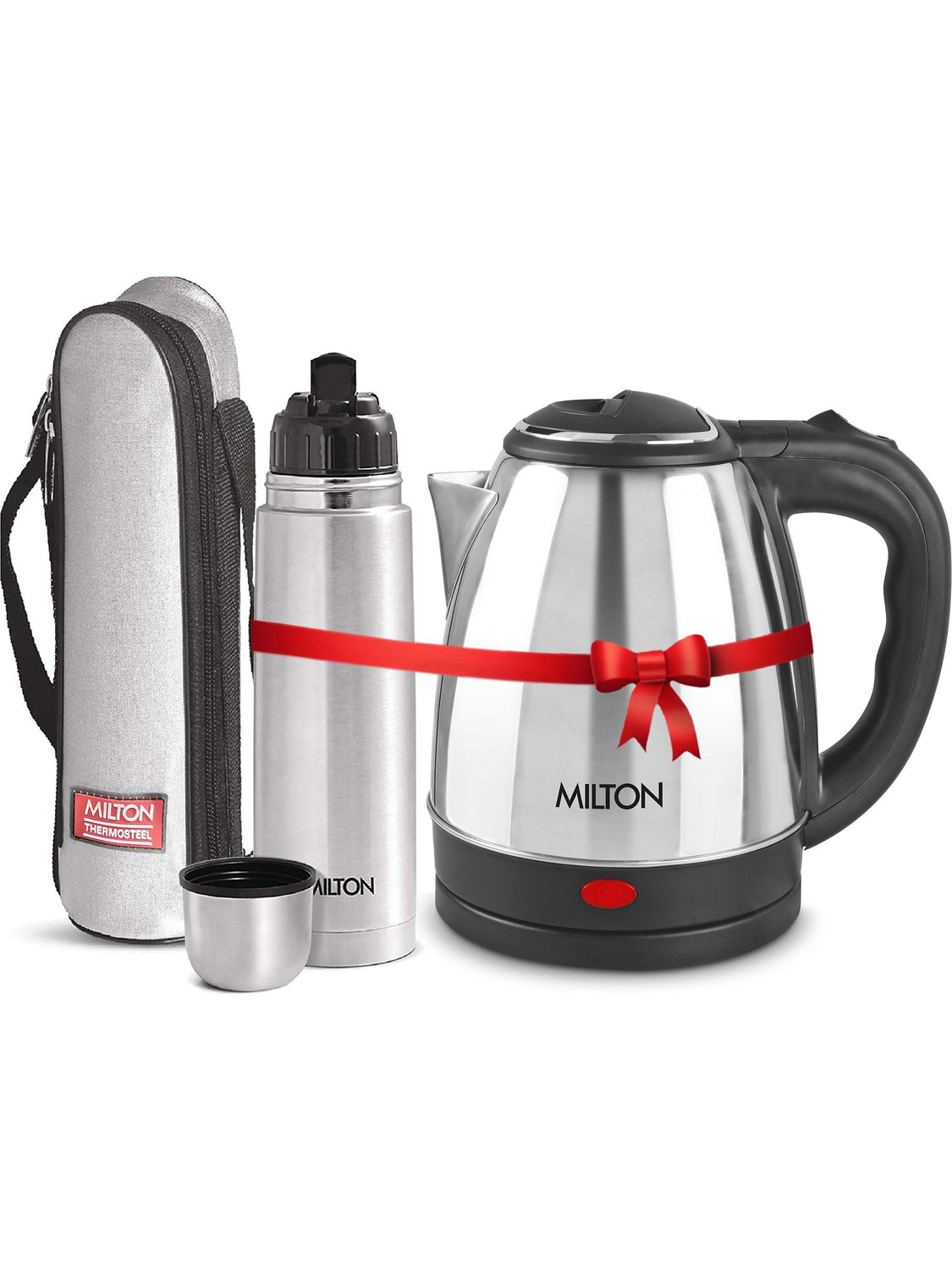 Image of MILTON GO ELE KETTLE 2000+FLIP LID 1000 Beverage Maker (1.8 L, Silver)