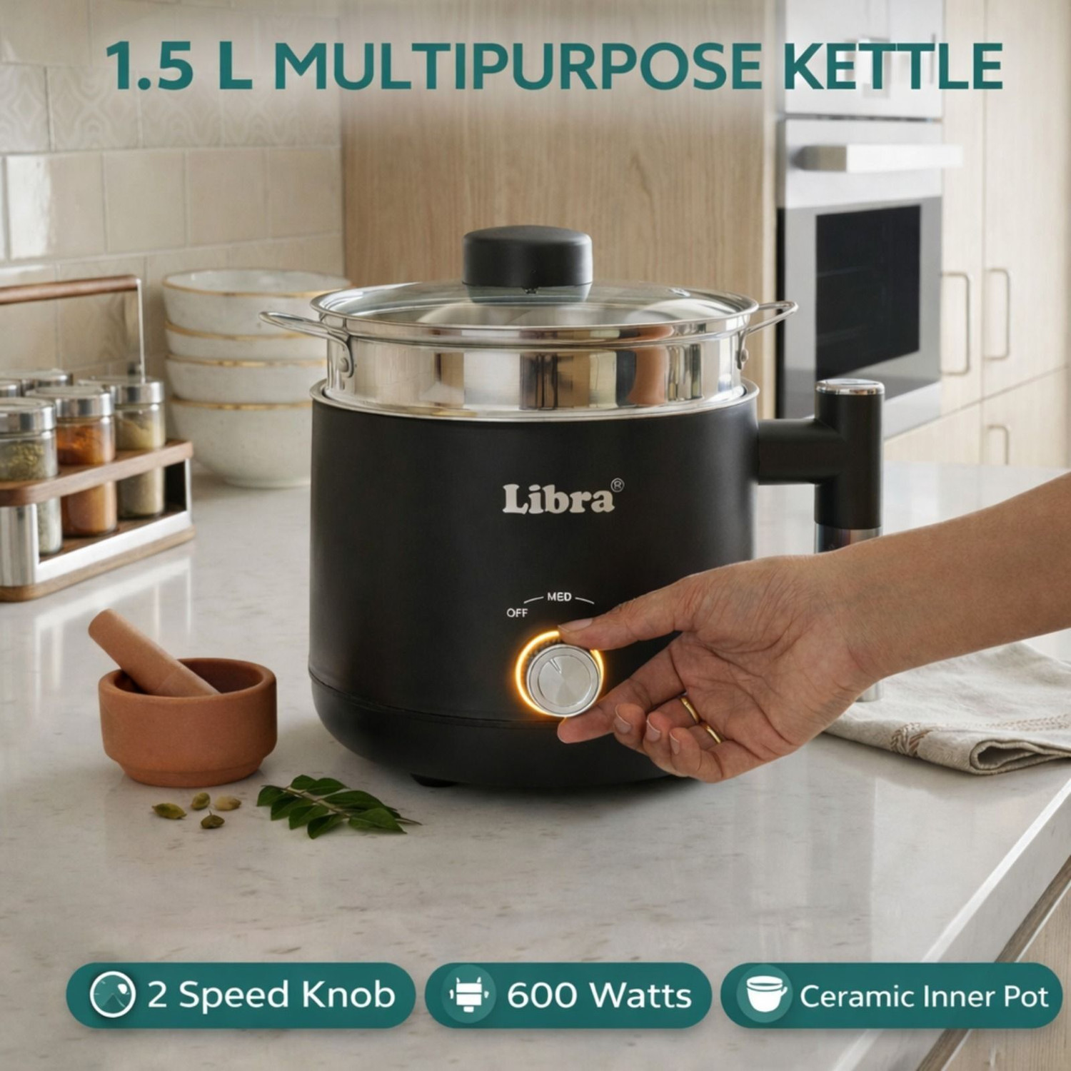 Image of LIBRA Ceramic Coating Multi Cooker Electric Kettle