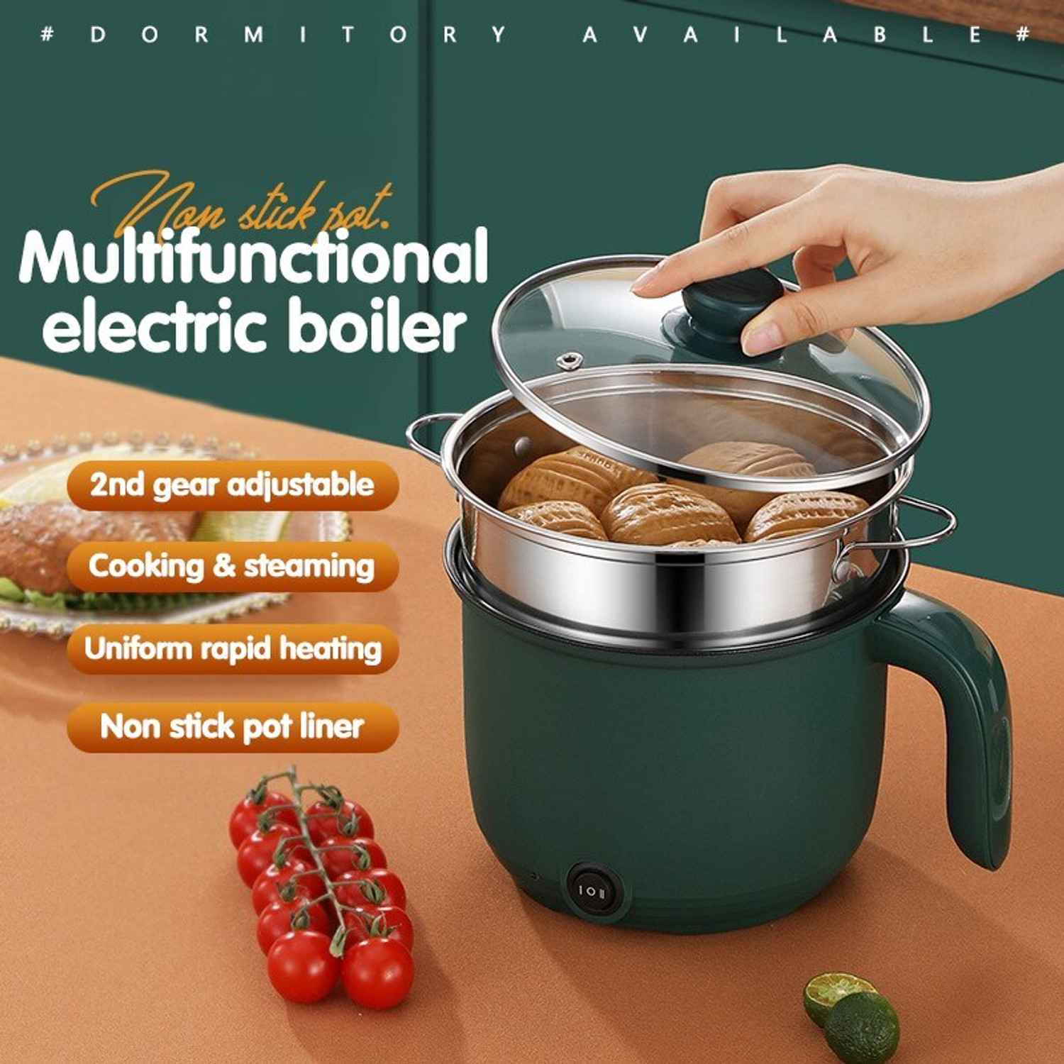 Image of CREATION BAZAAR Mini Multiifunction Non-Stick Cooker with Glass Lid Base Concealed Cooking Pot Rice Cooker, Travel Cooker, Egg Cooker, Egg Boiler, Food Steamer