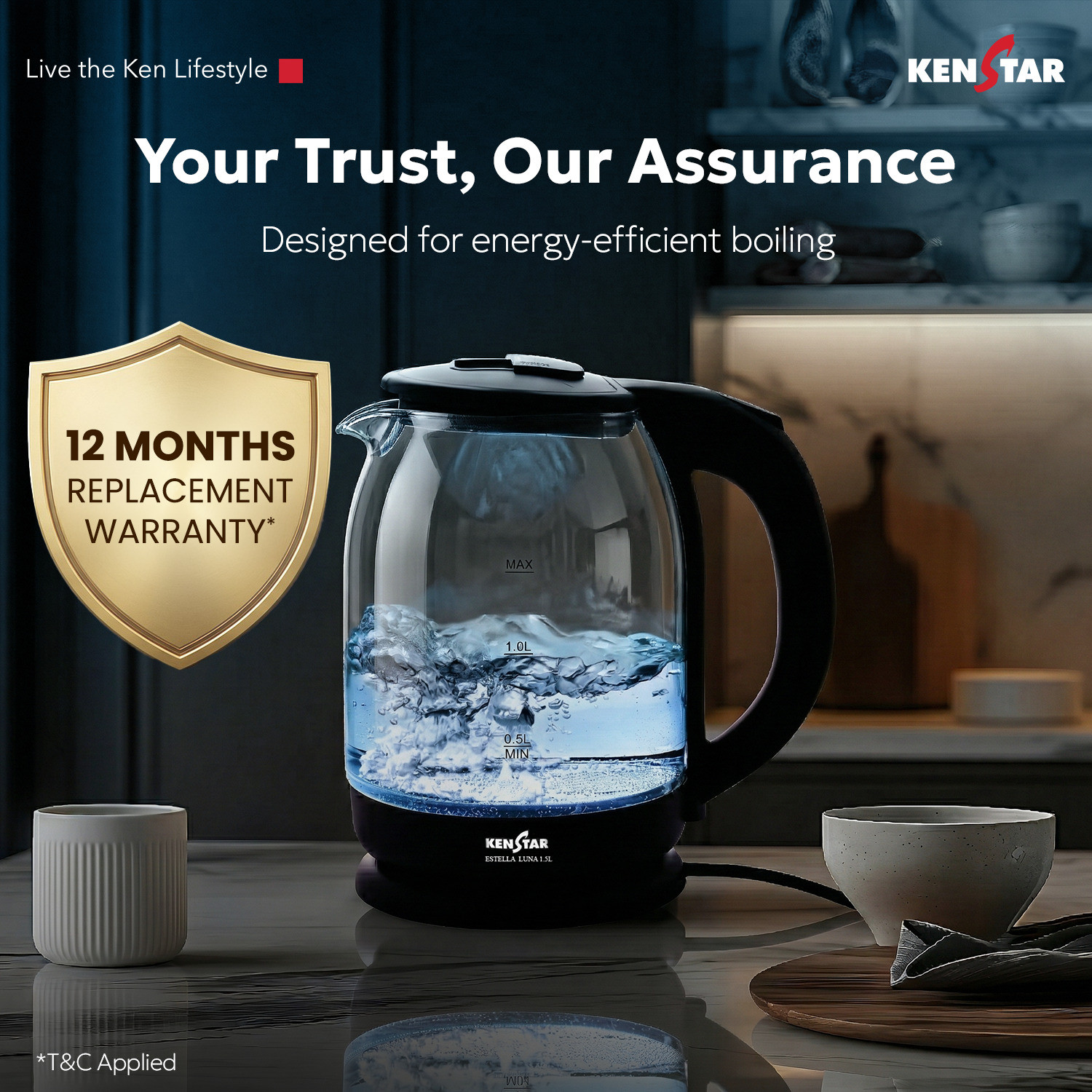 Image of Kenstar Estella Luna 1.5 L Electric Kettle