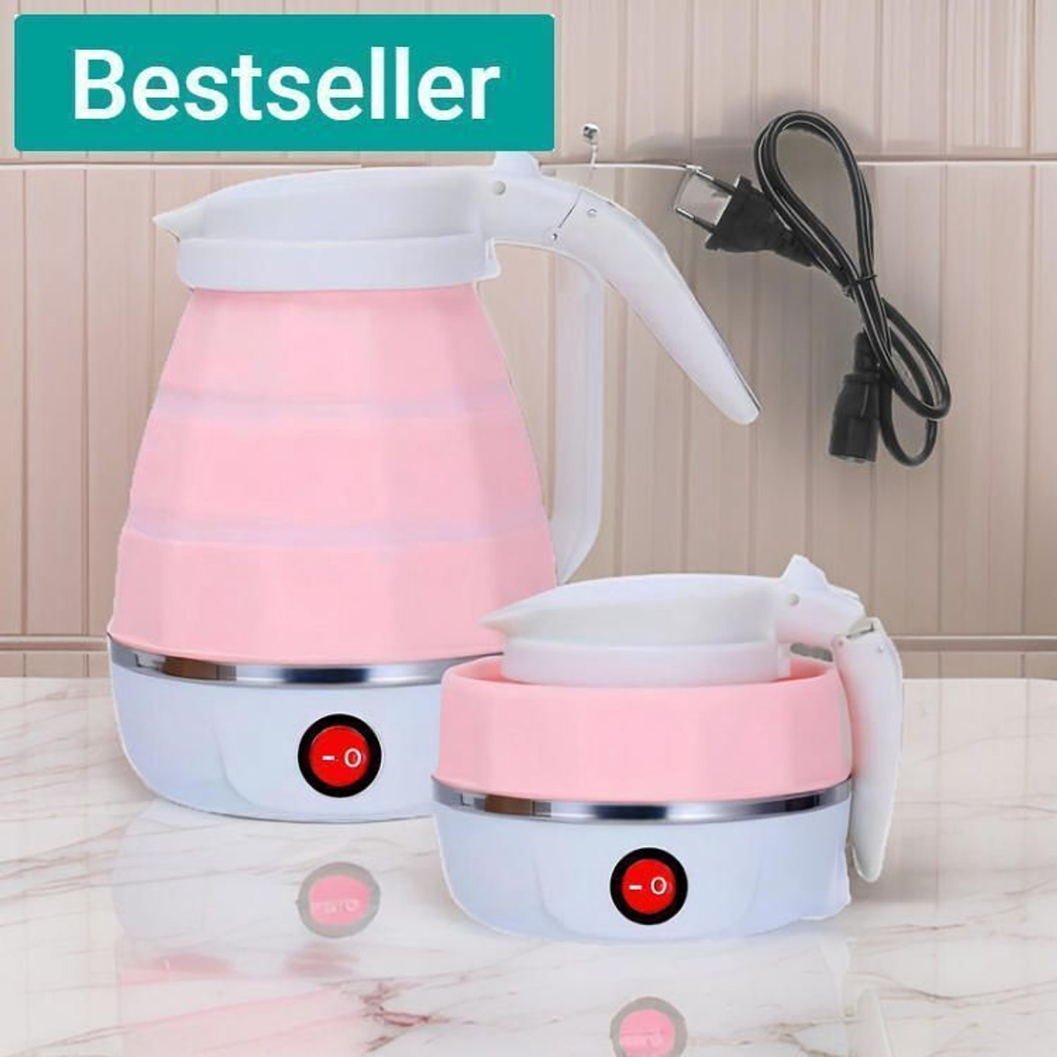 Image of Radhe 14v Folding Kettle Electric Kettle: Fast, Portable, 600ml, Boil-Dry Protection Electric Kettle