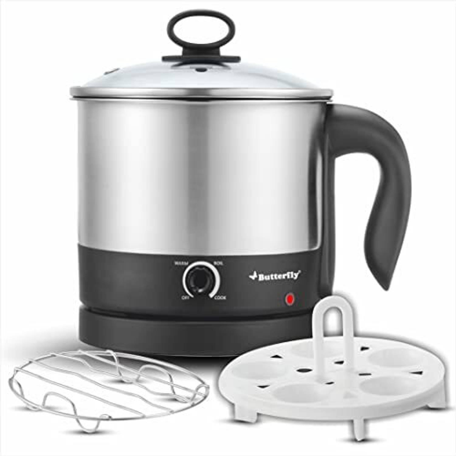 Butterfly Matchless Multi Kettle 1.2 L - 600W with Egg Rack + SS Rack Multi Cooker Electric Kettle