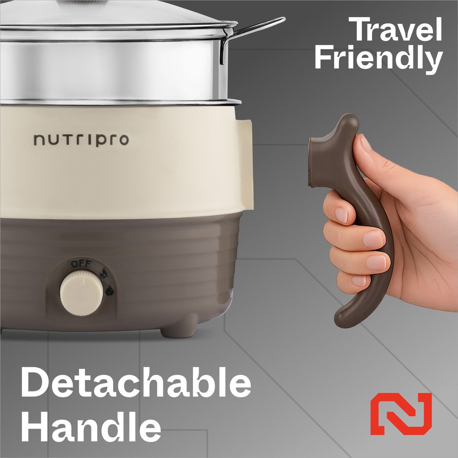 Image of NutriPro Multipurpose Steel Kettle Multi Cooker Electric Kettle