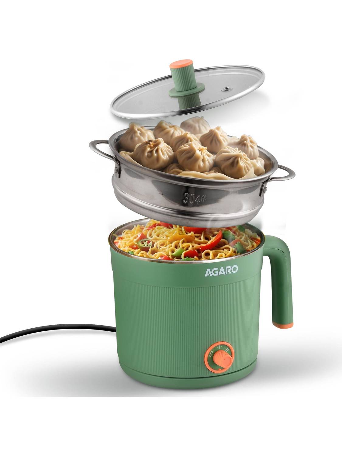 AGARO Regency Multi Cook Kettle 1.2L with Steamer - Image 1