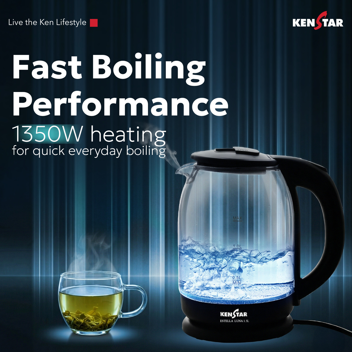 Image of Kenstar Estella Luna 1.5 L Electric Kettle